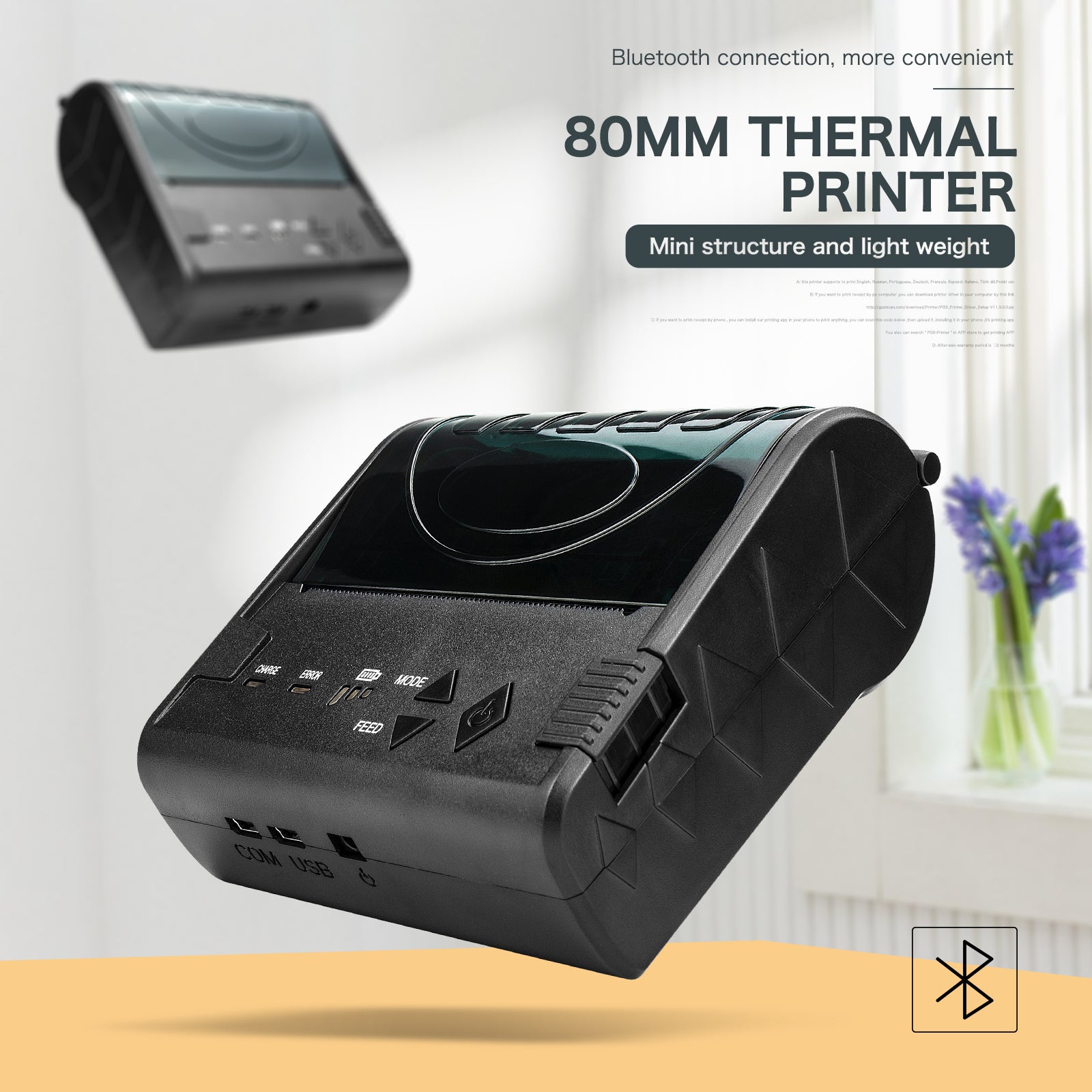 NT 8003DD 80mm Thermal Printer for Receipts & Labels - High-Speed USB/Bluetooth POS Printing for Retail, Restaurant & Warehouse Use