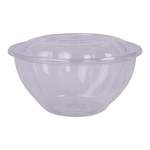 Eco-Friendly 32oz Compostable Salad Bowls with Lids - 150 Pack, Clear Disposable Food Containers for Takeout, Catering & Picnics | EP-SB32 Model | BPA-Free & Sustainable