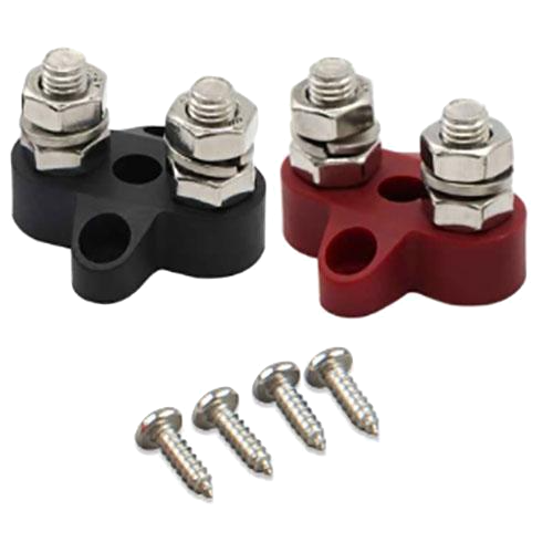 High-Quality M8 Dual Terminal Stud Set (1 Red & 1 Black) - Perfect for Automotive Battery Connections & Electrical Wiring Projects