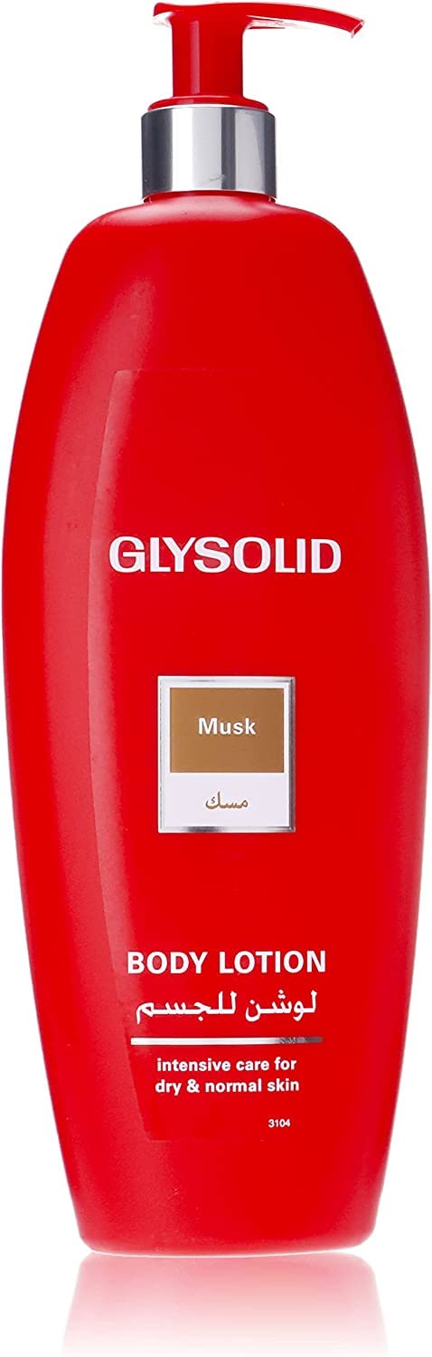 Glysolid Classic Musk Body Lotion - 500ml Moisturizing Cream for Dry Skin - Perfect for Daily Hydration & Nighttime Skin Care