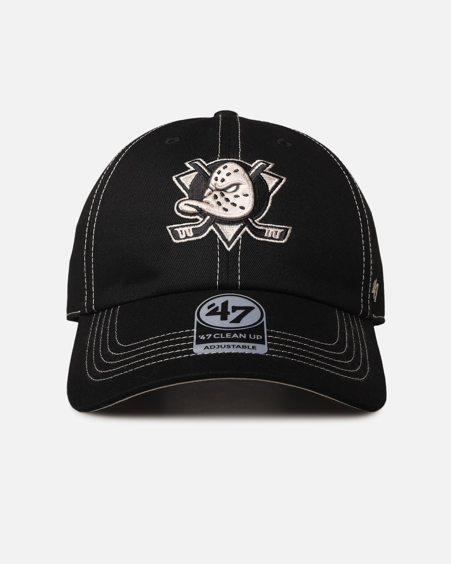 47 Brand Anaheim Ducks 'Contrast Stitch' 47 Clean Up Strapback Black/Bone Hat - Official NHL Hockey Fan Gear for Men & Women - Perfect for Game Day, Tailgating and Casual Wear