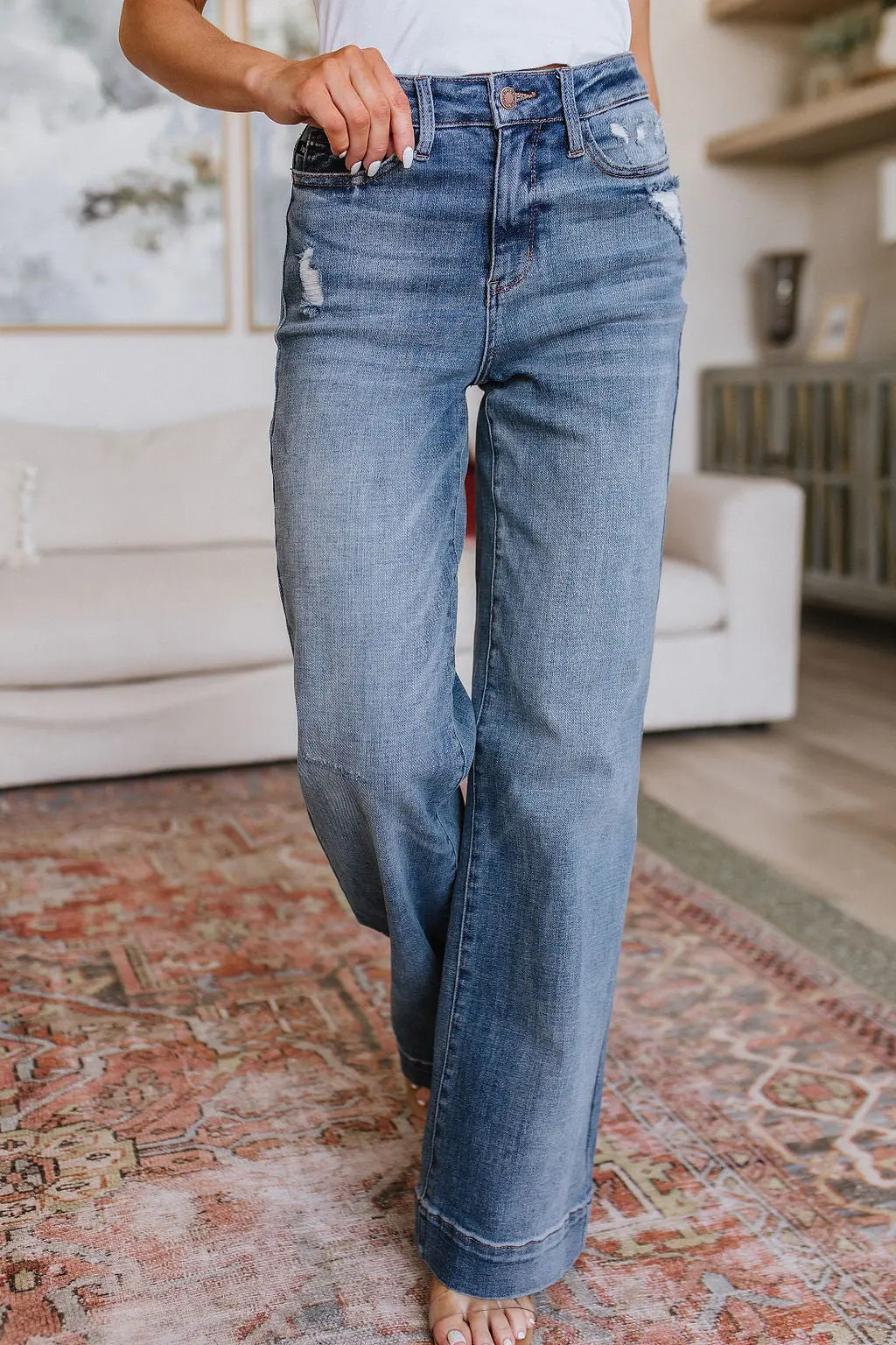 Katrina High Waist Distressed Denim Jeans for Women - Vintage Ripped Skinny Jeans - Perfect for Casual Outfits & Street Style Fashion
