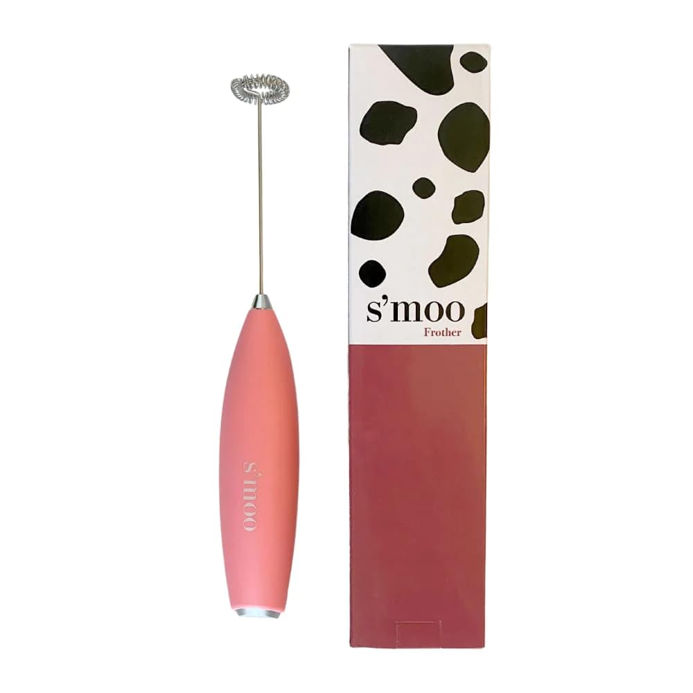 S'moo Electric Milk Frother - Handheld Whisk for Coffee, Lattes, Matcha & Protein Shakes - Lightweight & Powerful - Perfect for Home, Office & Travel Use