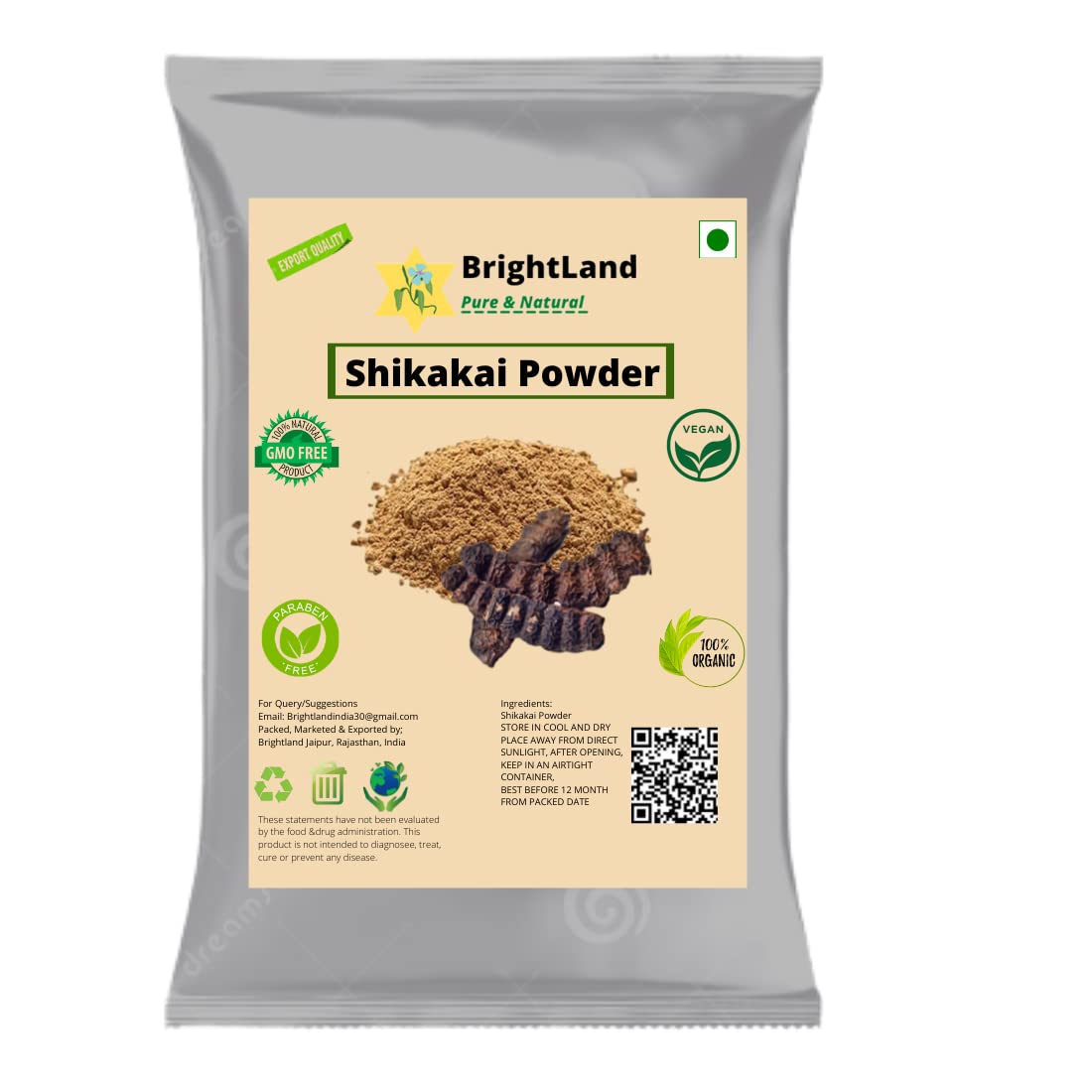 Brightland 100% Pure Amla Reetha Shikakai Hibiscus Bhringraj Henna Neem Leaf Powder for Hair Growth & Skin Care | Natural Ayurvedic Shampoo & Hair Pack | Anti-Dandruff Treatment | 50g Each (Total 350g) | Perfect for DIY Hair Masks & Scalp Treatments at Home