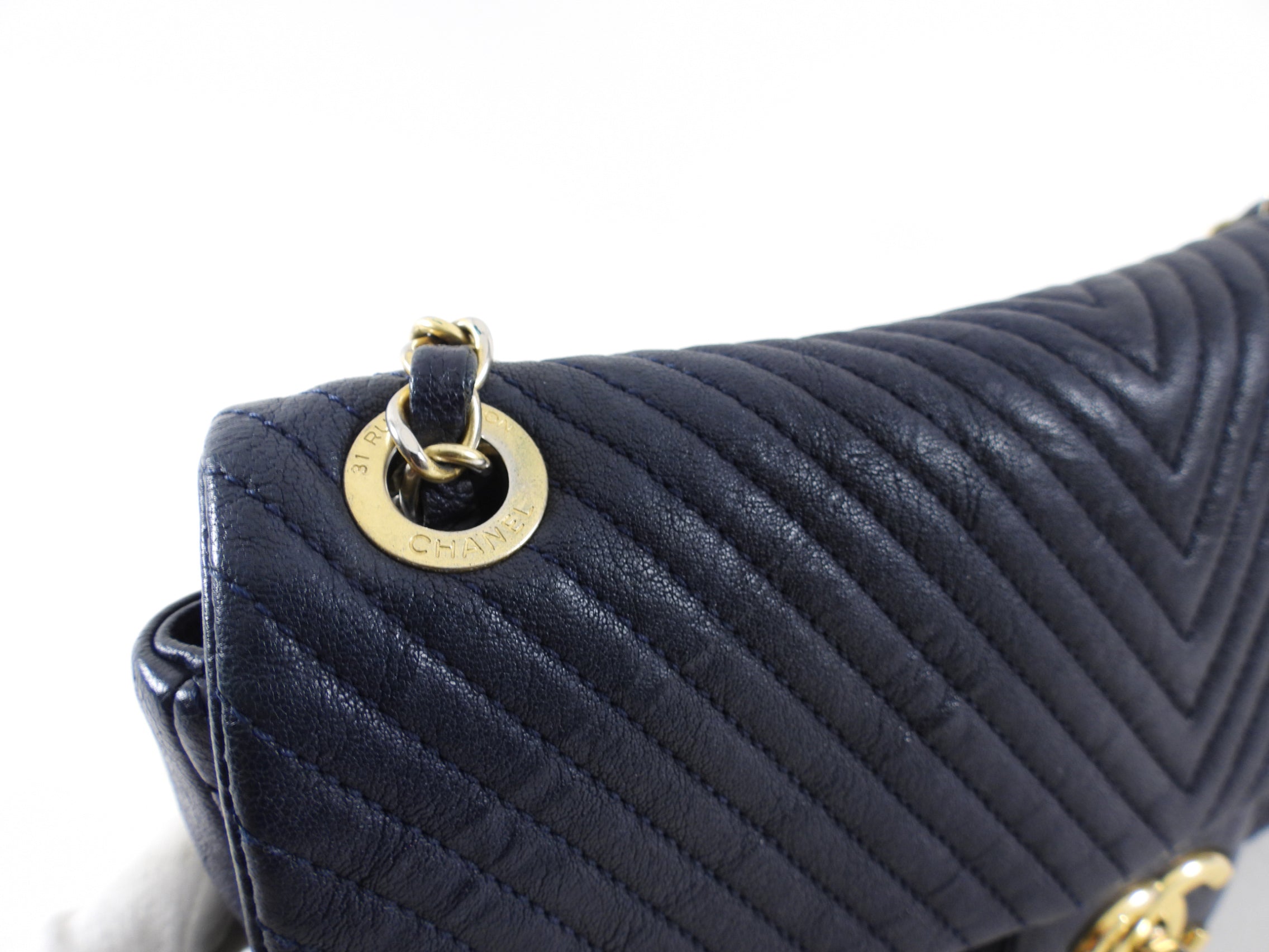 Chanel Chevron Quilted Small Flap Bag in Navy Blue - Luxury Crossbody Purse for Women, Perfect for Date Night & Evening Events