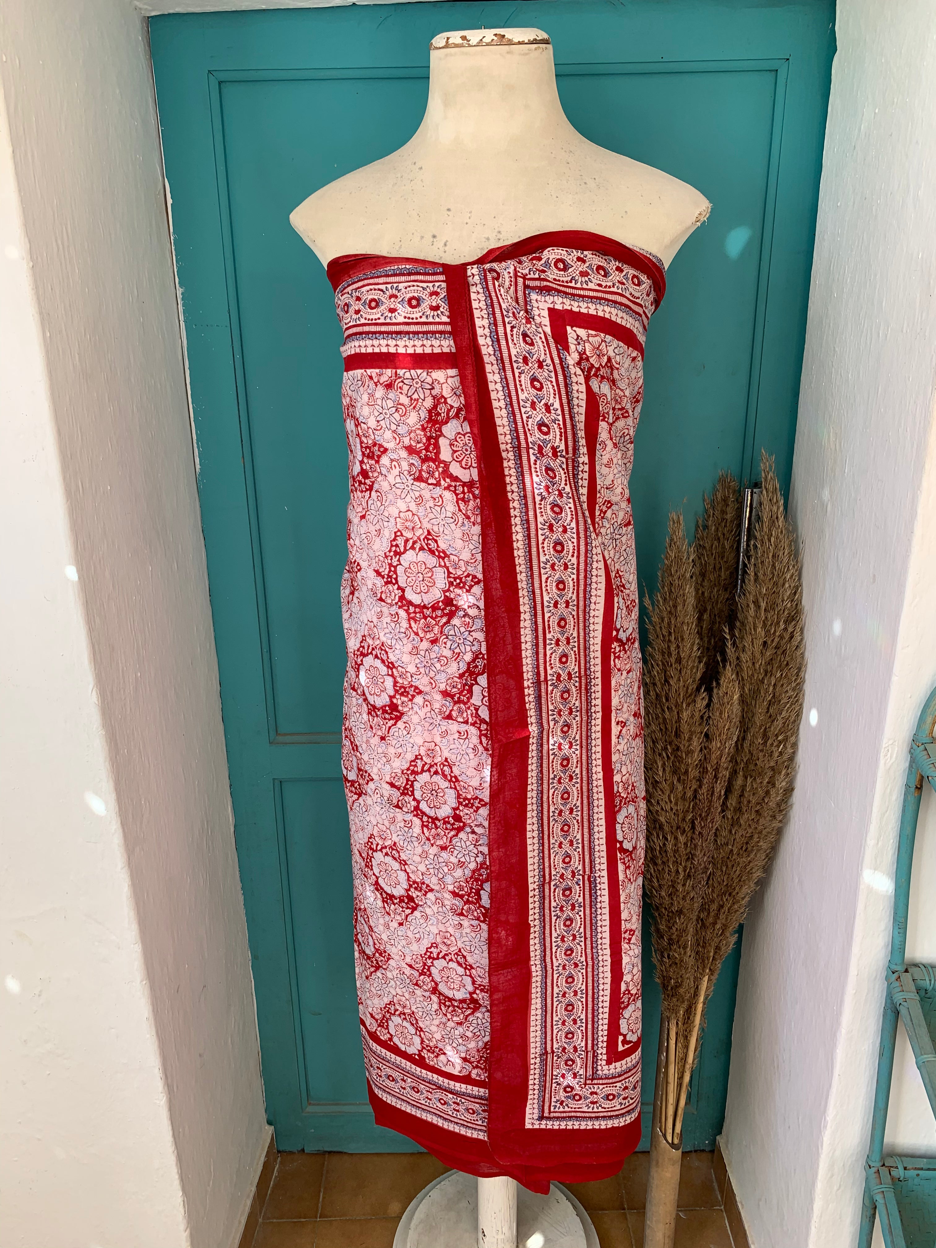 Stylish Block Print Cotton Sarong Pareo Shawl - New Collection for Beach, Pool, and Summer Fashion
