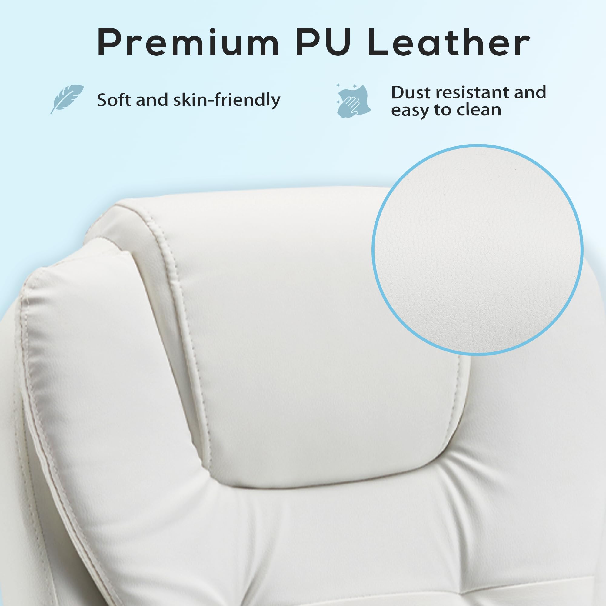 Esright Heated Massage Executive Office Chair with Footrest - High Back Reclining Swivel Leather Computer Desk Chair in Cream White - Perfect for Home Office, Gaming & Relaxation