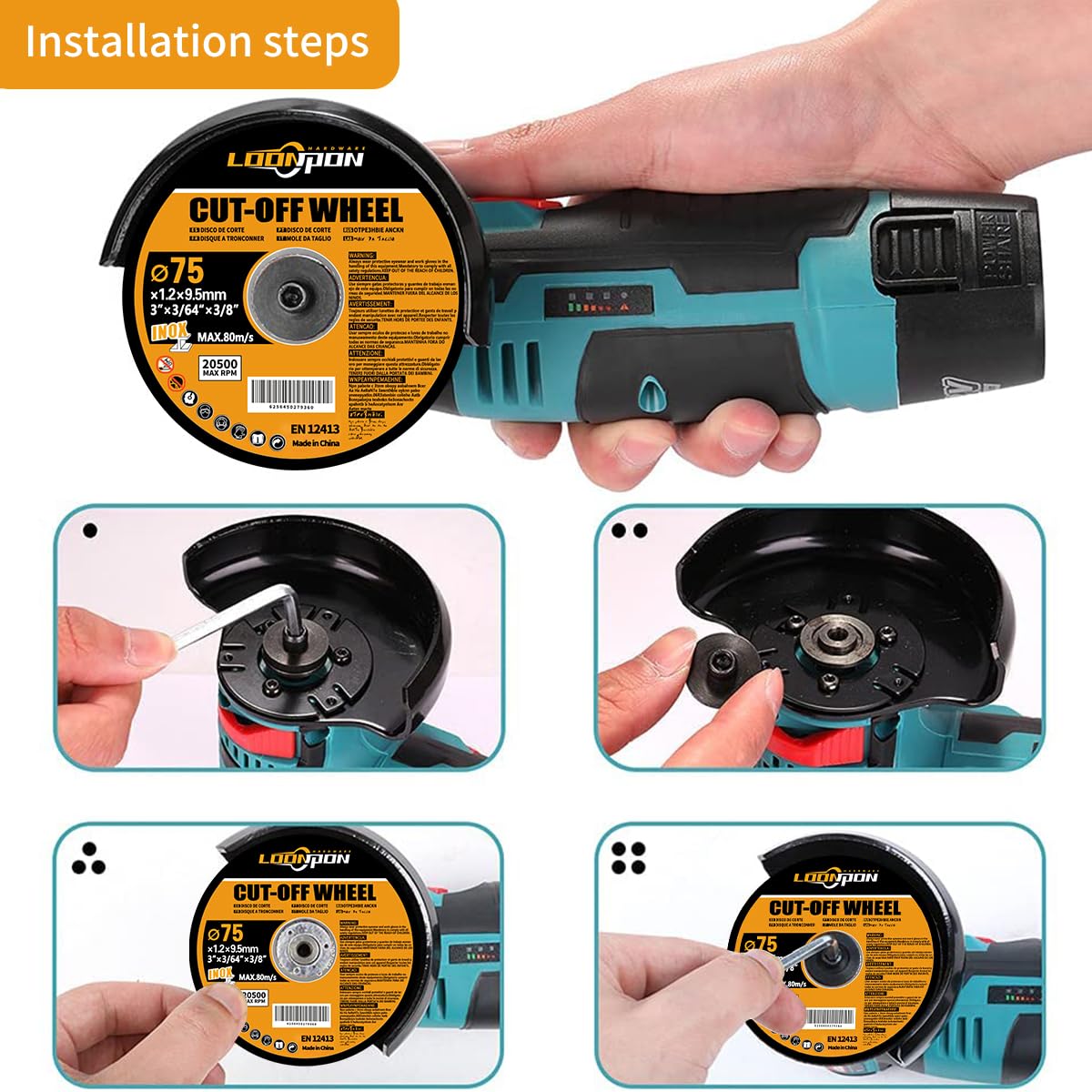 3 Inch Angle Grinder Wheel Set - 75mm Cutting, Grinding & Polishing Discs with 10mm Arbor (20 Pack) - Perfect for Wood Cutting, Tile Removal & Metal Polishing - Ideal for DIY Projects, Home Renovation & Metalworking