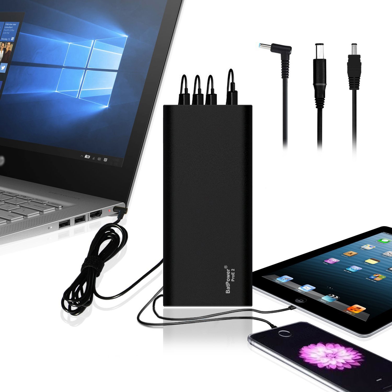 BatPower EX15H 210Wh Portable Laptop Charger - External Battery Power Bank for HP Pavilion, Envy, Spectre, EliteBook & Chromebook | Fast USB QC Charging for Tablets & Smartphones | Perfect for Travel, Work & Emergency Power Backup