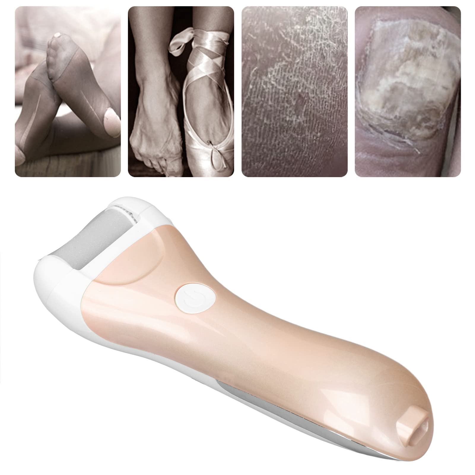 Rechargeable Electric Foot File Callus Remover - Portable Pedicure Kit with 2 Roller Heads for Dead, Cracked & Dry Skin - Perfect for Home Foot Care & Salon Pedicures