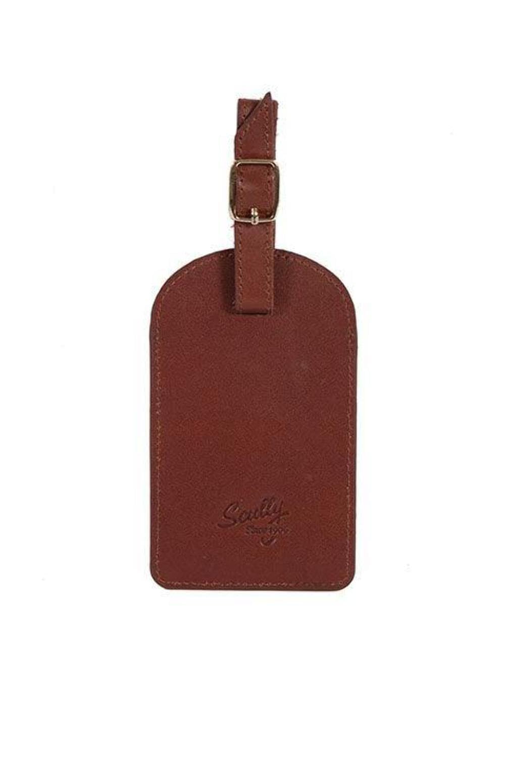 Premium Leather Luggage Tag with Adjustable Scully Harness - Durable Tawny Brown Travel Accessory for Suitcases, Backpacks & Carry-Ons - Perfect for Airports, Business Trips & Vacation Travel