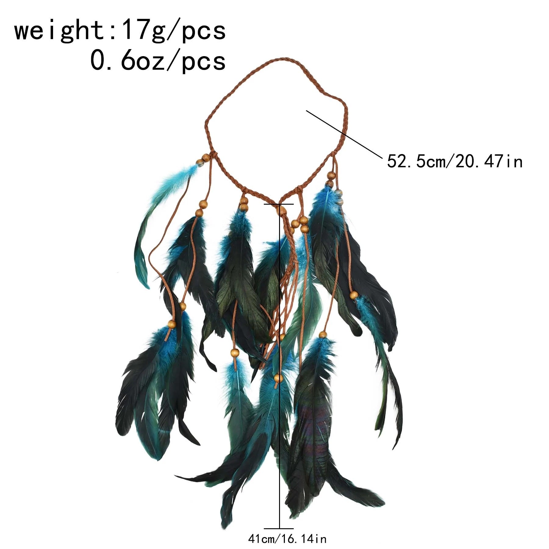 Bohemian Handwoven Rope Wood Bead Feather Headband for Women - Natural Fiber Hair Accessory for Music Festivals, Beach Parties & Boho Style Outfits