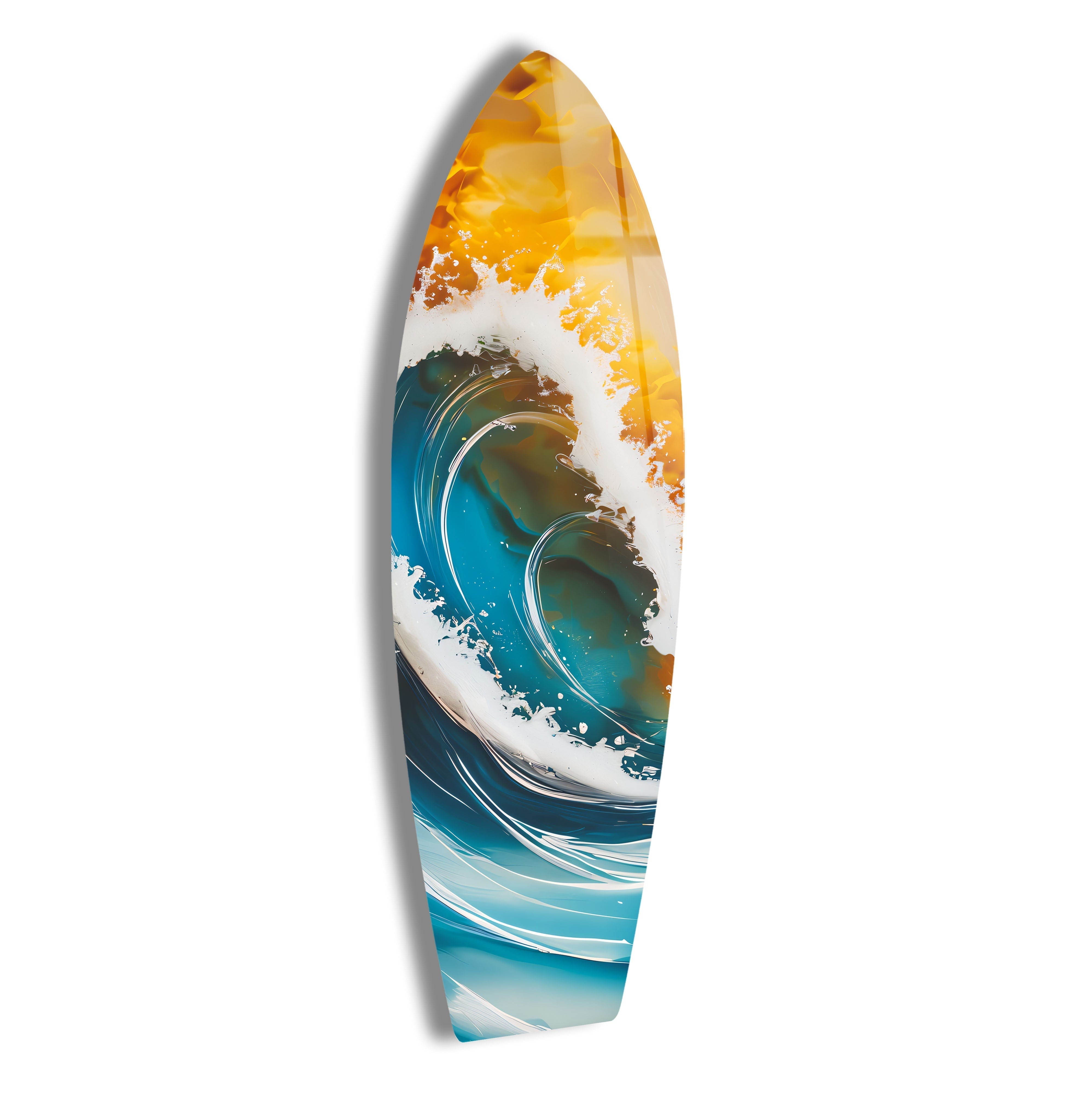 Big Ocean Waves Surfboard Wall Art - Coastal Beach Decor for Living Room, Bedroom & Office - Perfect Surfing Theme Home Decor