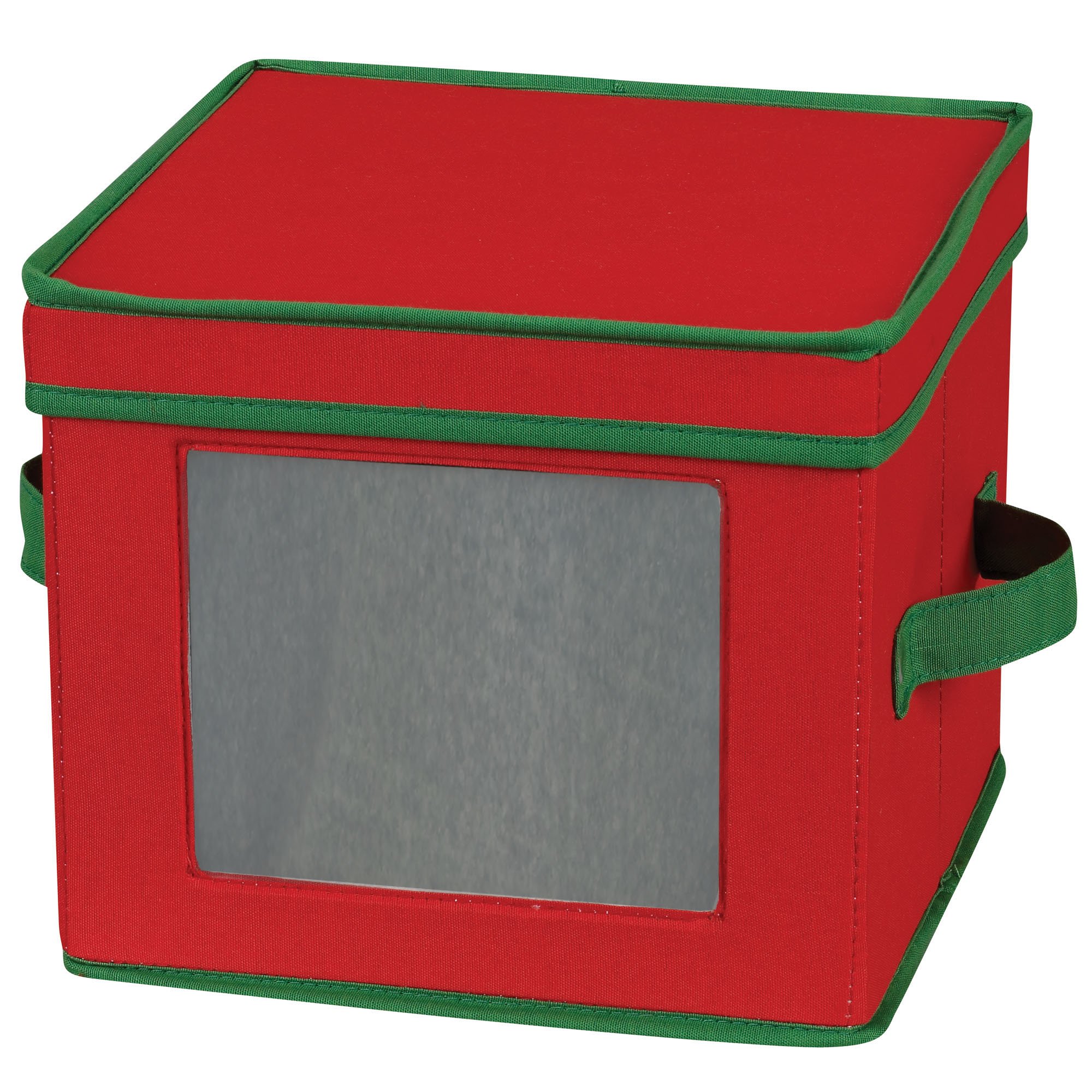 Holiday China Dinnerware Storage for Salad Plates & Bowls - Red Canvas with Green Trim | Removable Lid | Perfect for Christmas, Thanksgiving & Party Tableware Organization