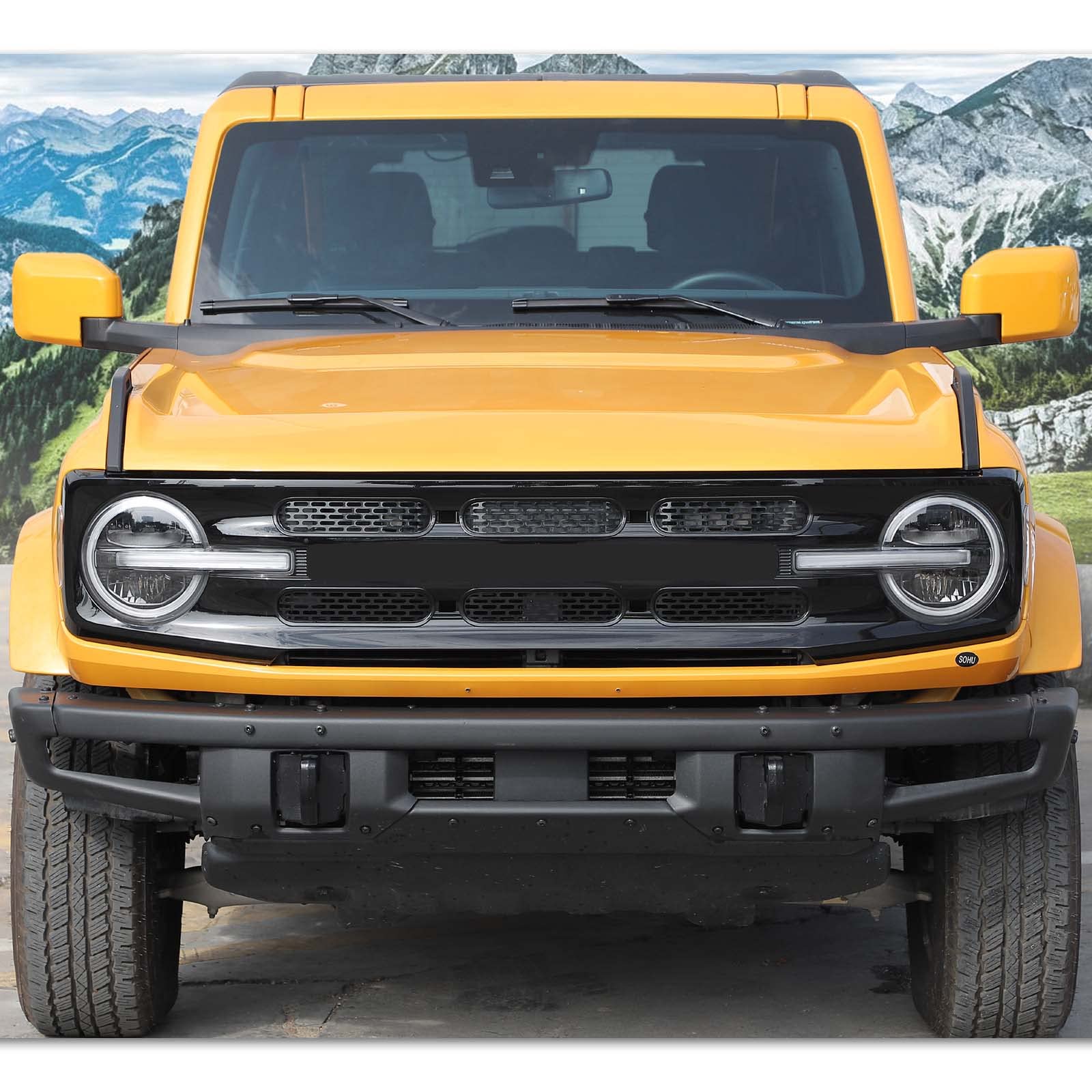 Black Front Grill Mesh Grille Inserts Cover Frame Trims Kit 6Pcs for Ford Bronco 2021-2024 2/4 Door - Exterior Accessories & Car Styling Upgrade for Off-Road & Urban Driving
