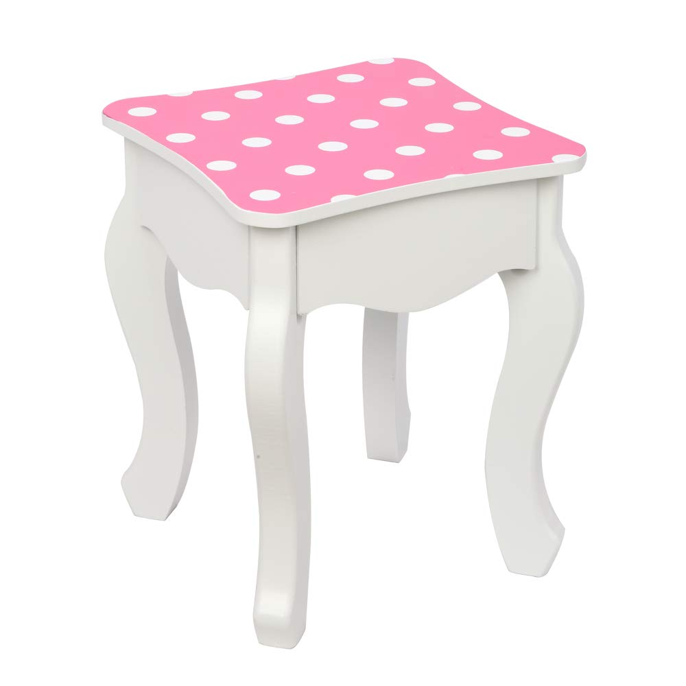 Stylish Pink Wooden Vanity Table Set with Tri-Folding Mirror, Stool & Storage Drawers - Perfect for Kids Bedroom, Girls Makeup Dressing Table & Home Decor