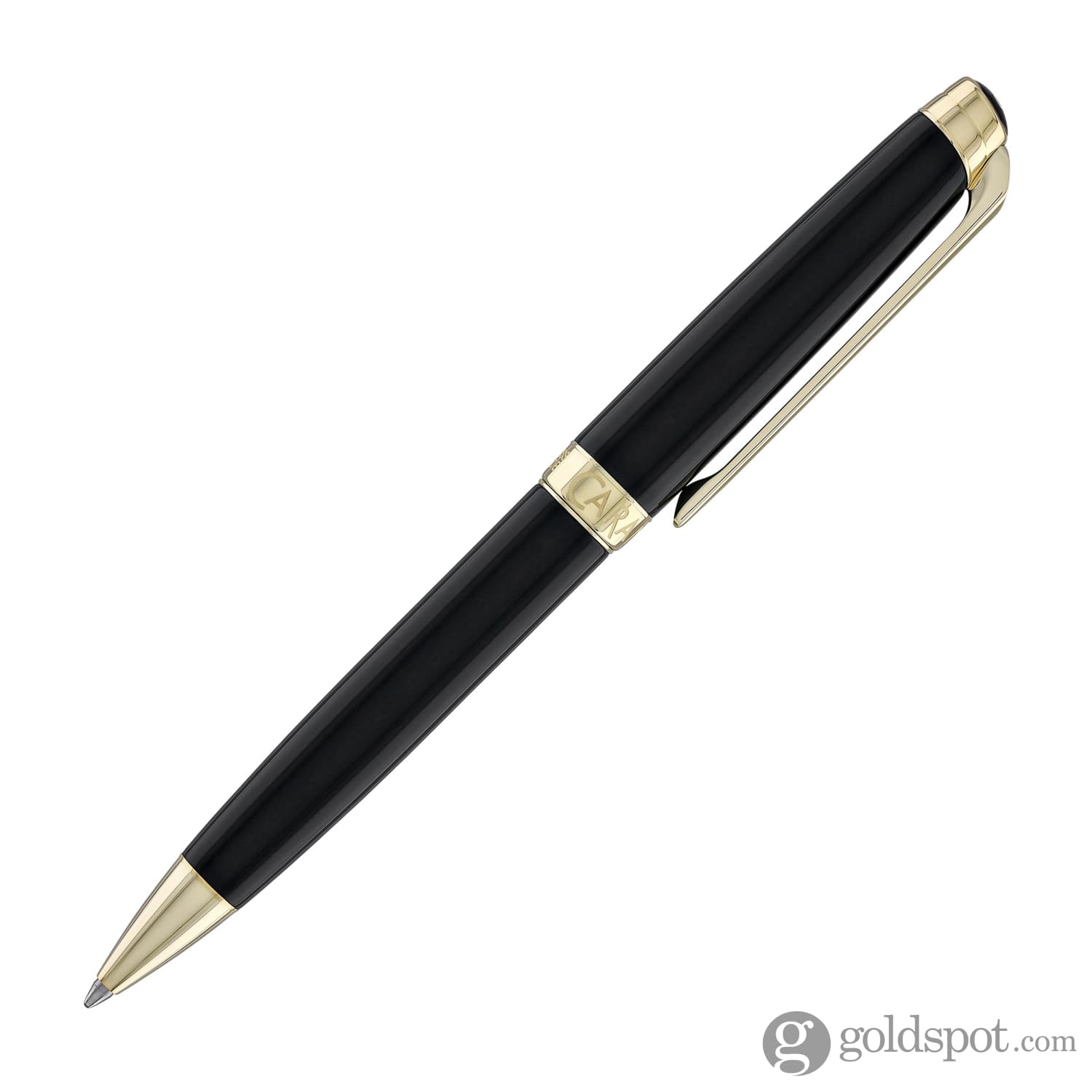 Luxury Caran d'Ache Léman Ebony Black Lacquer Ballpoint Pen with 24K Gold Plating - Premium Writing Instrument for Business Professionals & Gift Giving