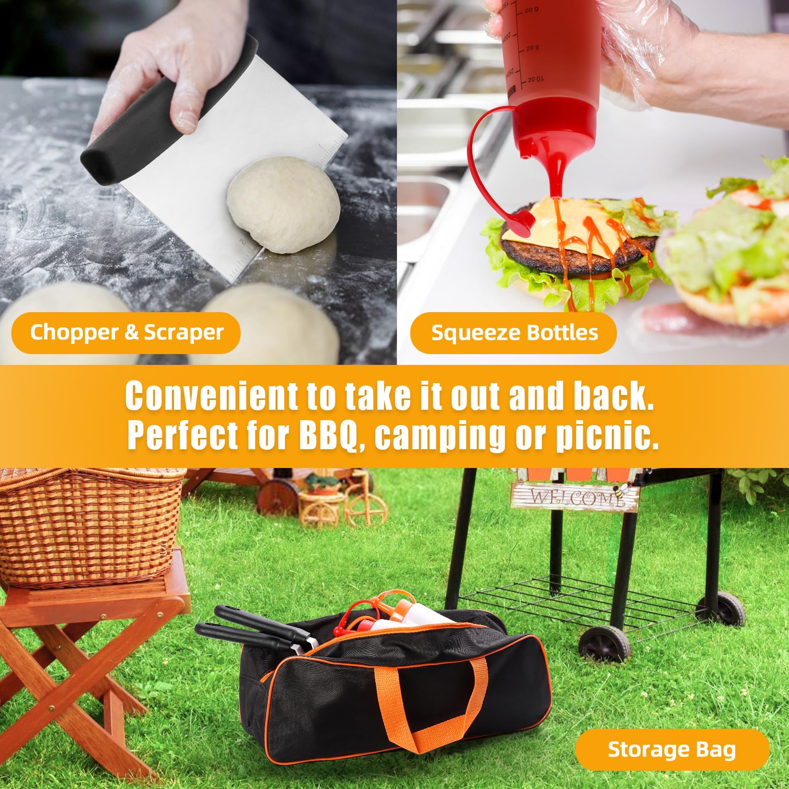 10PCS Griddle Accessories Kit - Flat Top Grill Tools Set with Smash Burger Press, Enlarged Spatulas & Scraper - Compatible with Blackstone & Camp Chef Grills - Perfect for Outdoor BBQ, Camping & Backyard Cooking