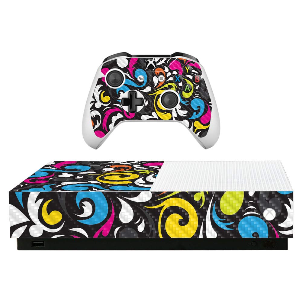 Premium Carbon Fiber Skin for Microsoft Xbox One S All-Digital Edition - Swirl Design | Protective & Durable Textured Cover | Easy to Apply & Remove | Made in USA | Perfect for Gaming Protection & Customization