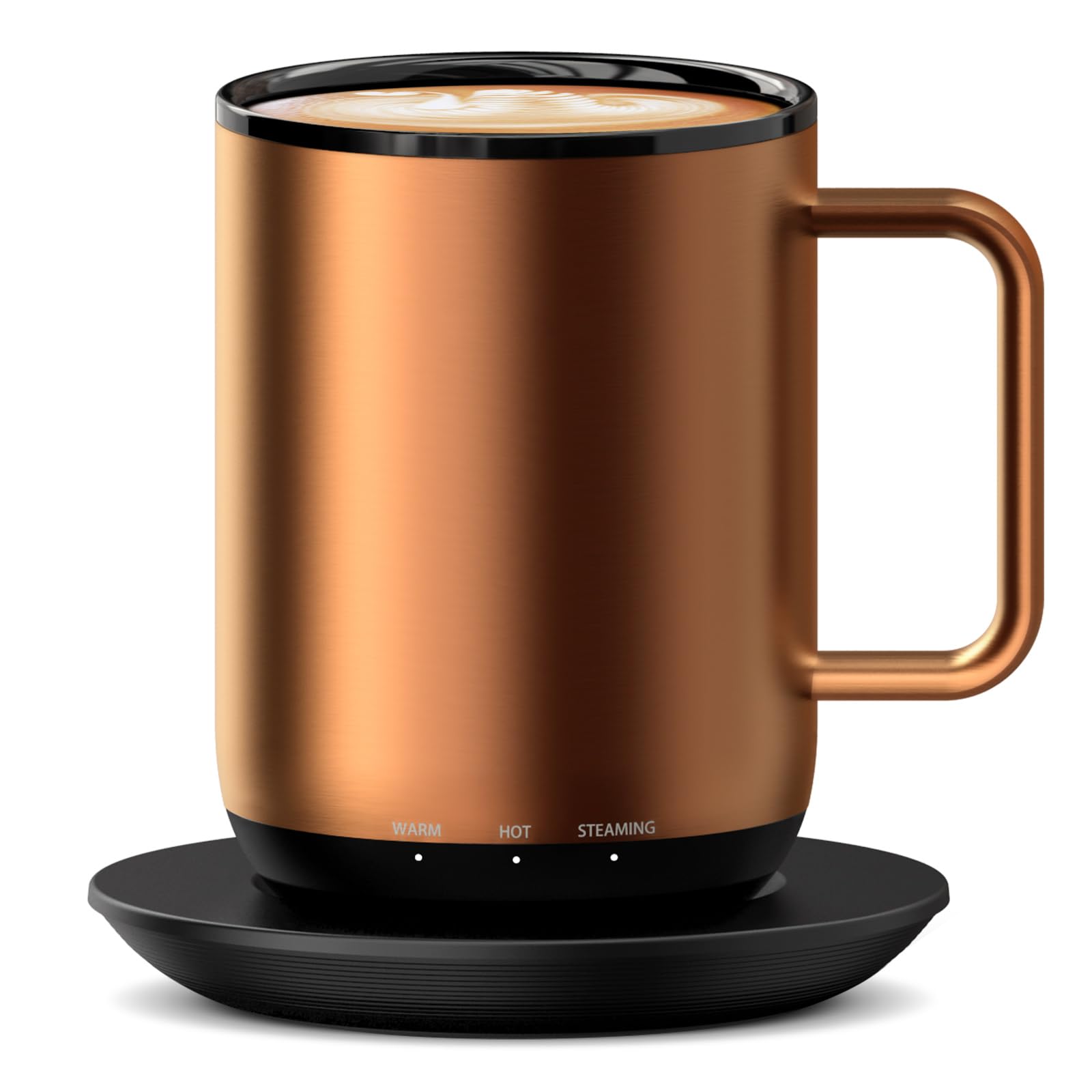 VSITOO Smart Self-Heating Coffee Mug with Temperature Control - 3 Heat Settings, App & Manual Control, 180 Min Battery Life, Fast Wireless Charging (140℉, Copper, 14oz) - Perfect for Office, Travel & Home Use