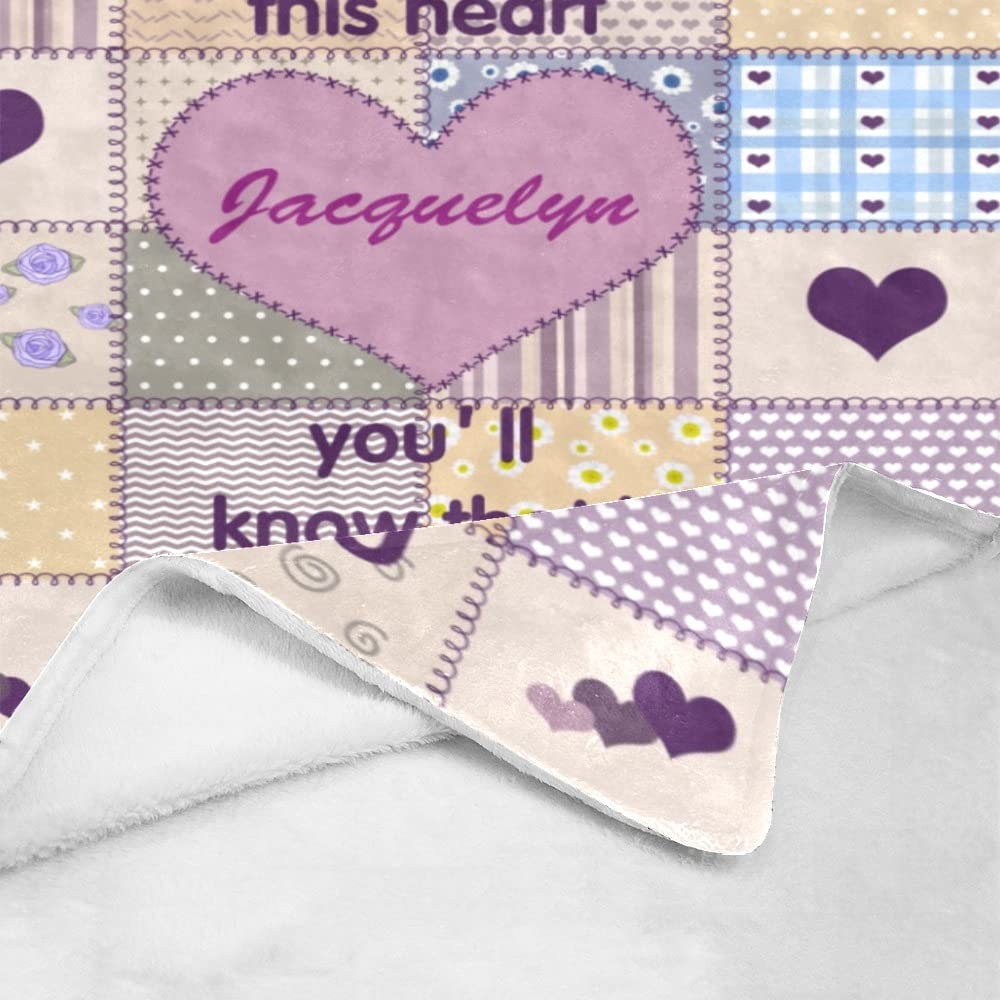 Personalized Baby Blankets for Girls & Boys - Custom Name & Heart Pattern Soft Throw Blanket - Perfect Baby Shower, Birthday, Christmas Gift - Cozy Nursery, Stroller & Travel Companion