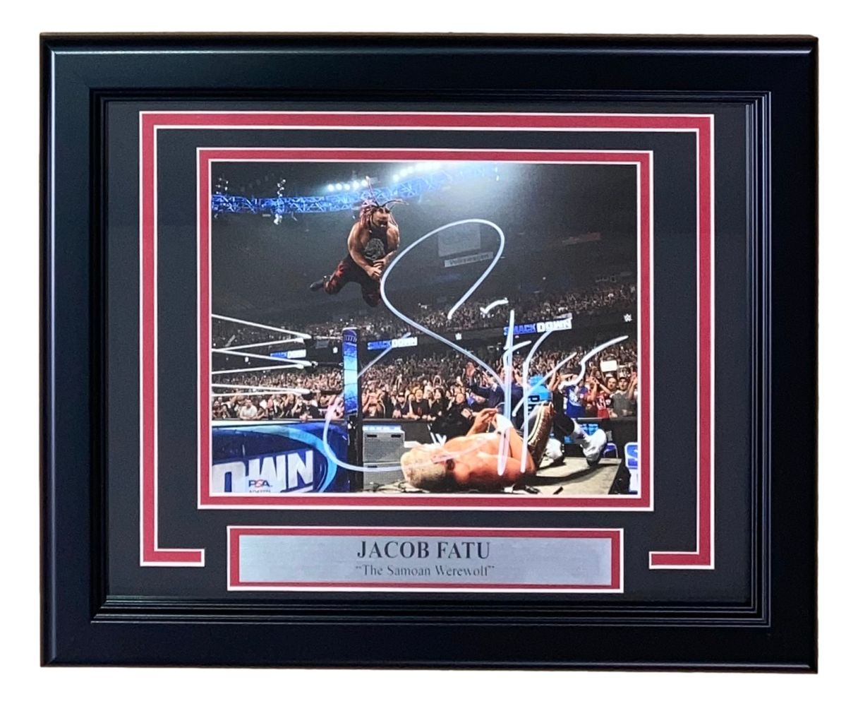 Jacob Fatu Autographed WWE 8x10 Photo - PSA/DNA Certified - White Framed Collectible for Wrestling Fans & Memorabilia Display
