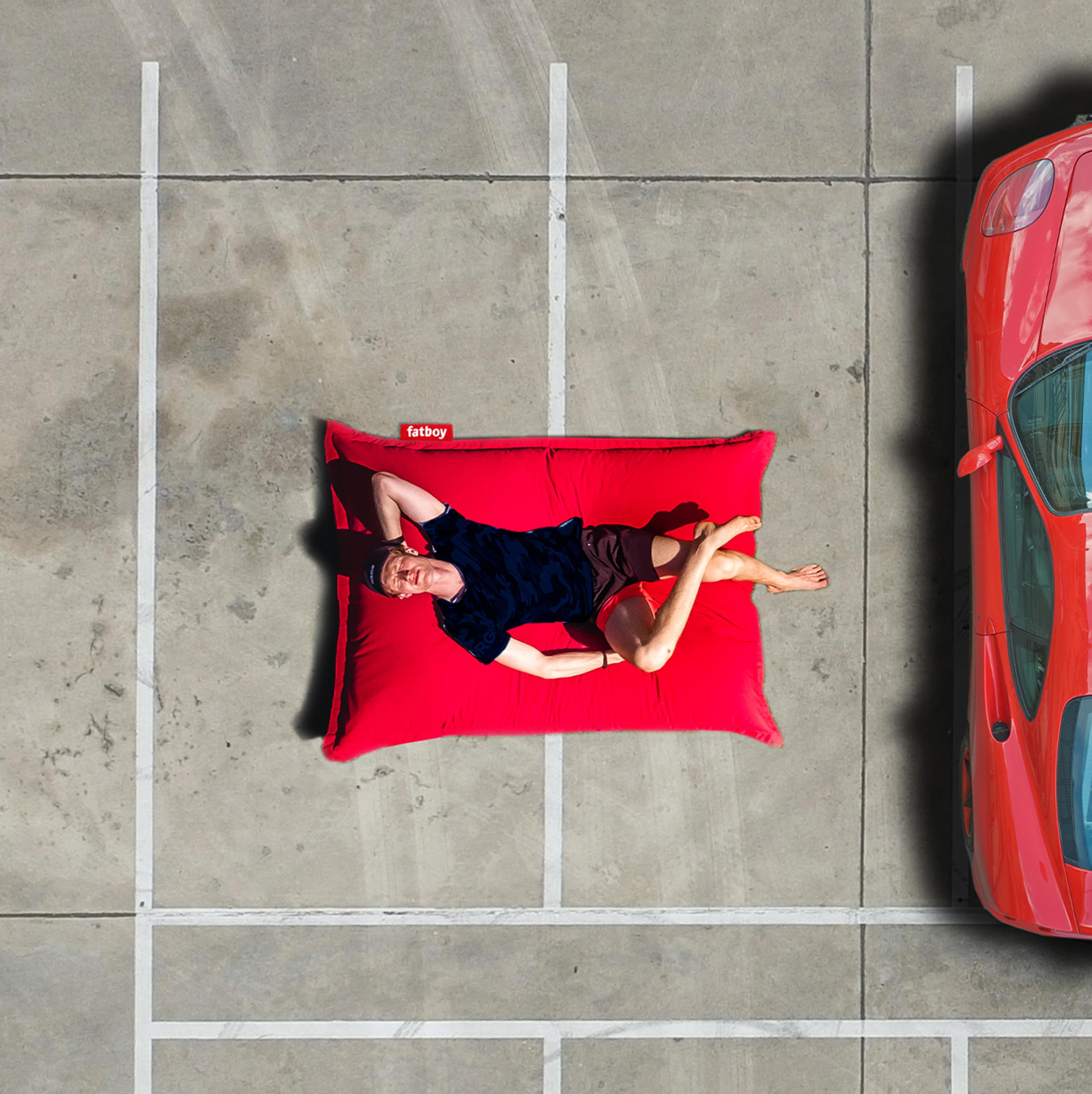 Fatboy Original Outdoor Bean Bag - Small Red Waterproof Beanbag Chair for Patio, Garden, Poolside & Indoor Relaxation