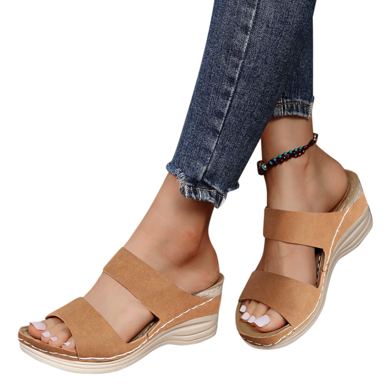 Women's Platform Espadrille High Heel Flip Flop Sandals - Open Toe Roman Summer Casual Shoes for Beach, Pool & Vacation 2022