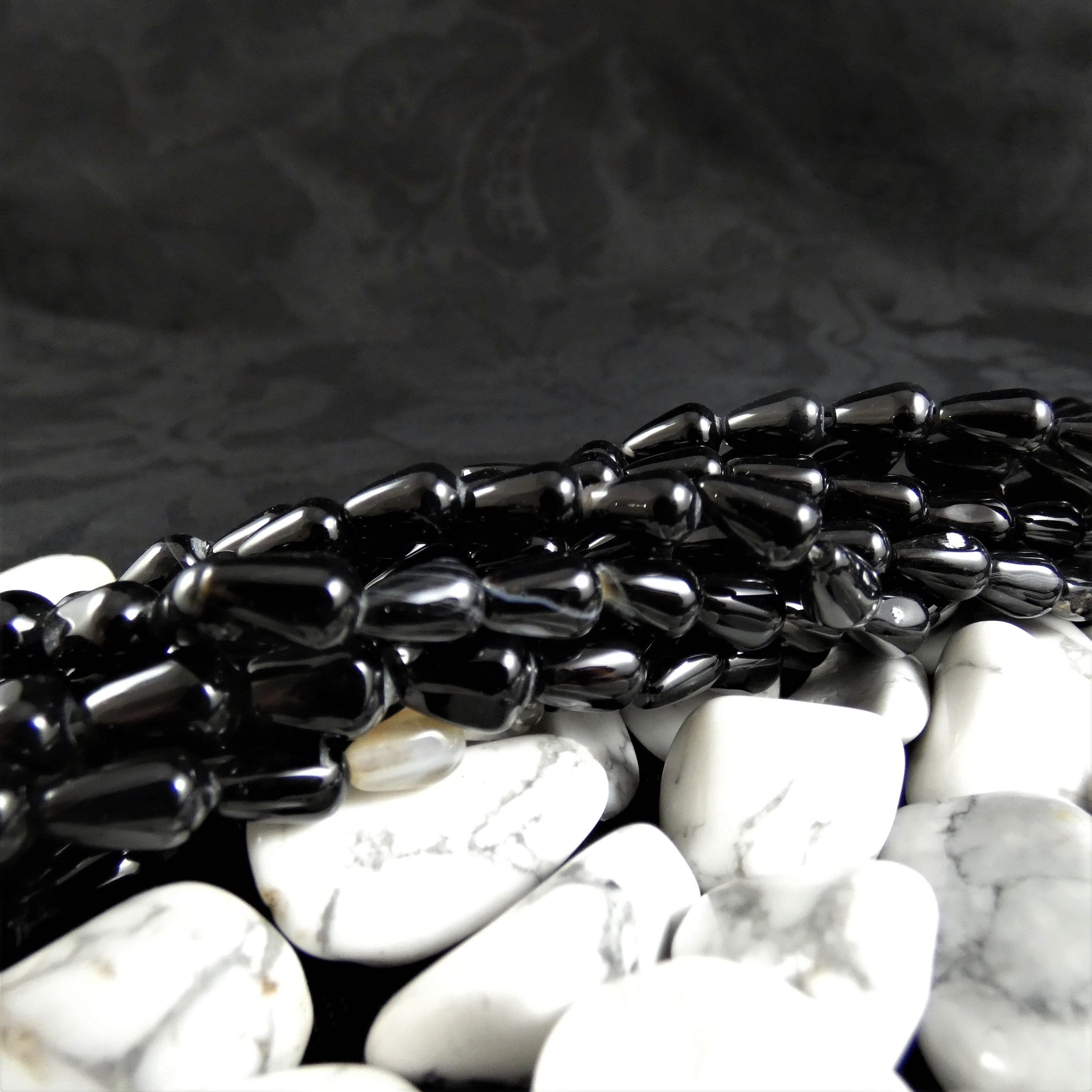 Black Agate Bead Strands - Small Teardrop Shape for Jewelry Making, DIY Bracelets & Necklaces | Healing Crystal Beads for Meditation & Spiritual Gifts