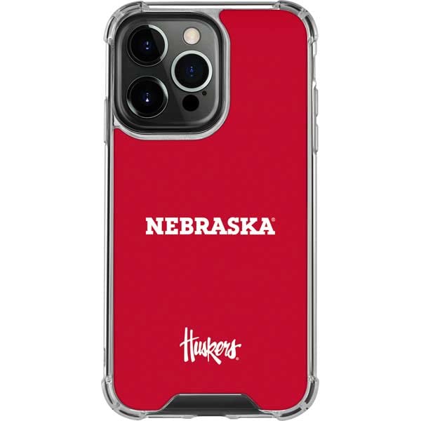 Skinit Clear iPhone 13 Pro Case - Officially Licensed Nebraska Cornhuskers Red Design | Slim Protective Cover for Daily Use & School Spirit