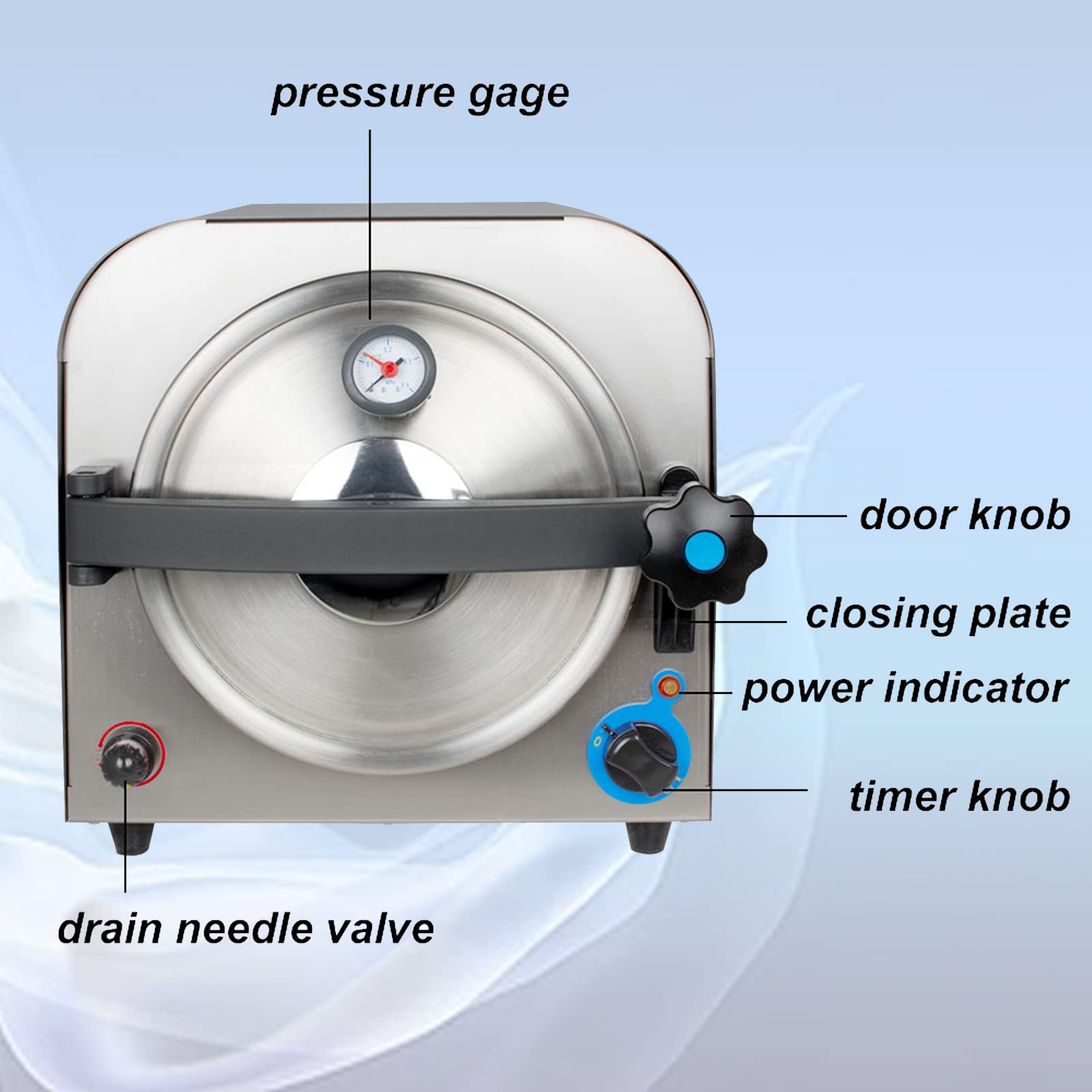 Portable 14L 900W Steam Lab Autoclave Sterilizer Machine with 3 Trays - Professional Sterilization Equipment for Medical, Dental, Tattoo & Beauty Tools - Perfect for Clinics, Salons & Laboratories