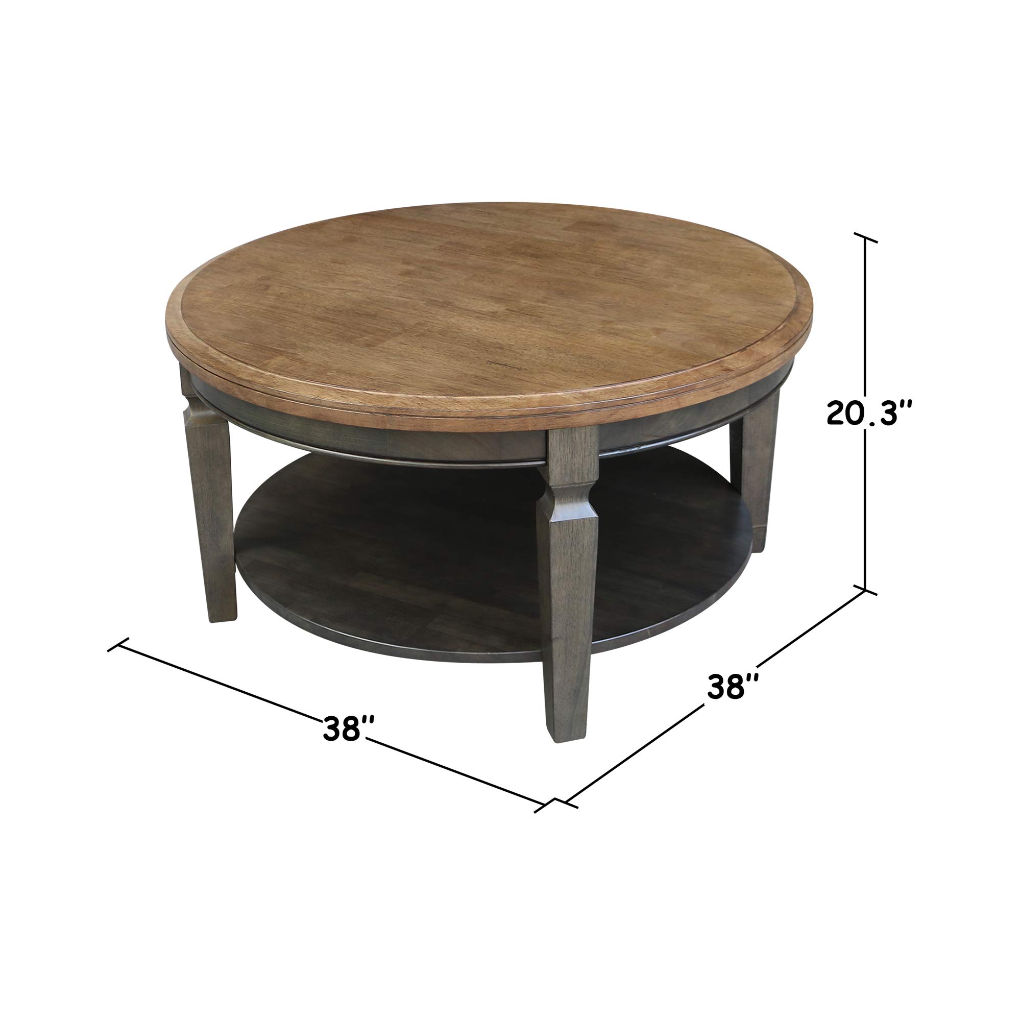 Solid Real Wood Round Coffee Table - Parawood & Hickory for Living Room