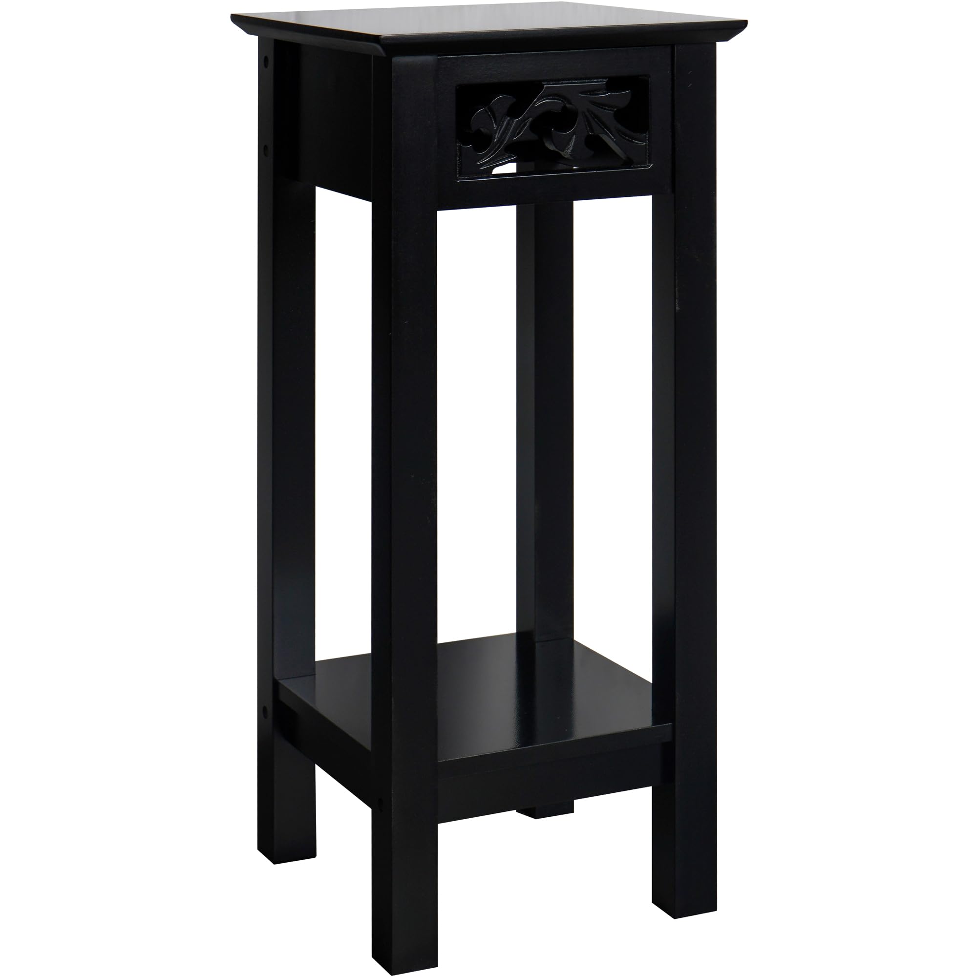 Modern Black Plant Stand with Storage Shelf - 10