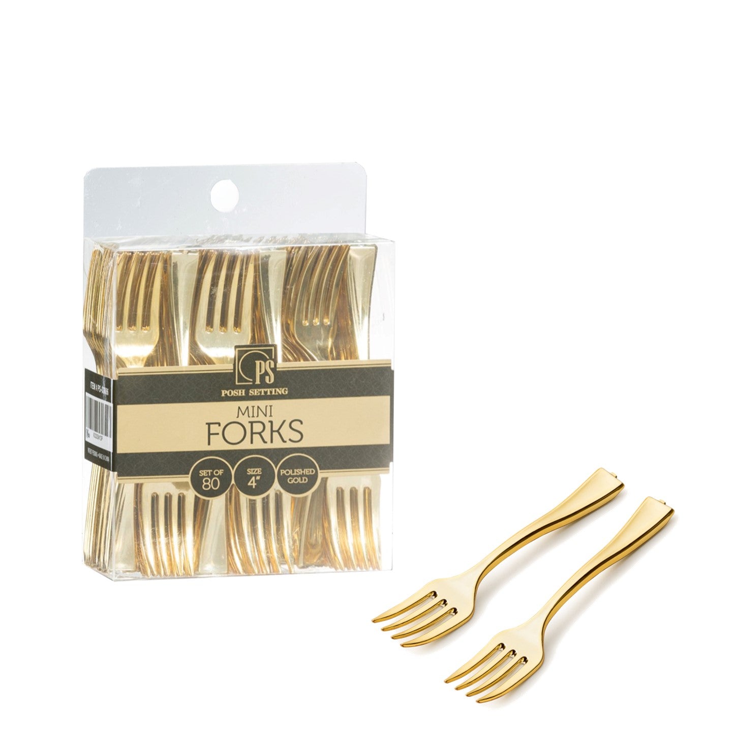 4 Inch Mini Gold Plastic Tasting Forks - Small Appetizer Forks for Cheese, Desserts, Parties & Cocktail Events
