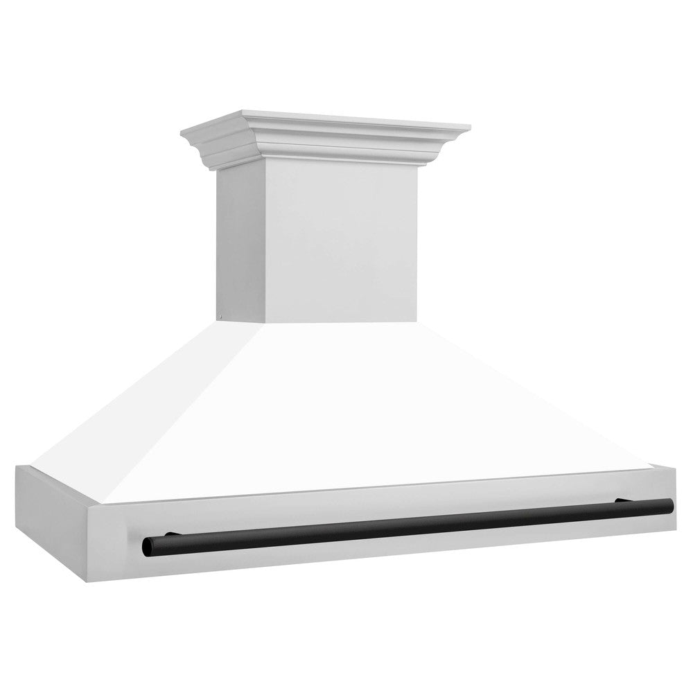 ZLINE Autograph Edition 48-Inch Stainless Steel Range Hood with White Matte Shell & Accent Handle (8654STZ WM48) - Premium Kitchen Ventilation for Modern Homes