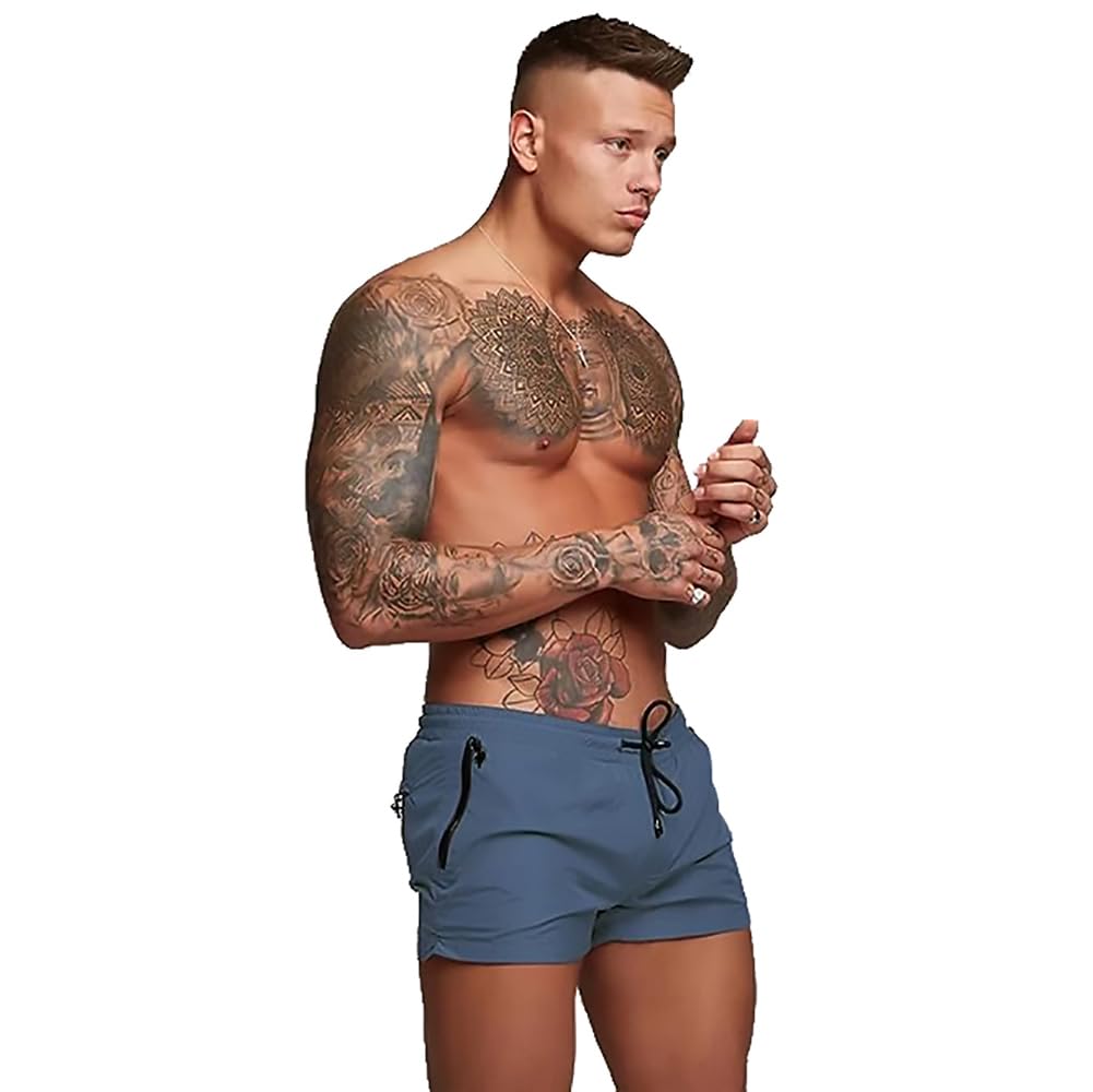 TONLEN Men's Quick-Dry Swim Trunks with Zipper Pockets - Athletic Swim Shorts for Beach, Pool & Water Sports | Comfortable Swimwear for Swimming, Surfing & Vacation