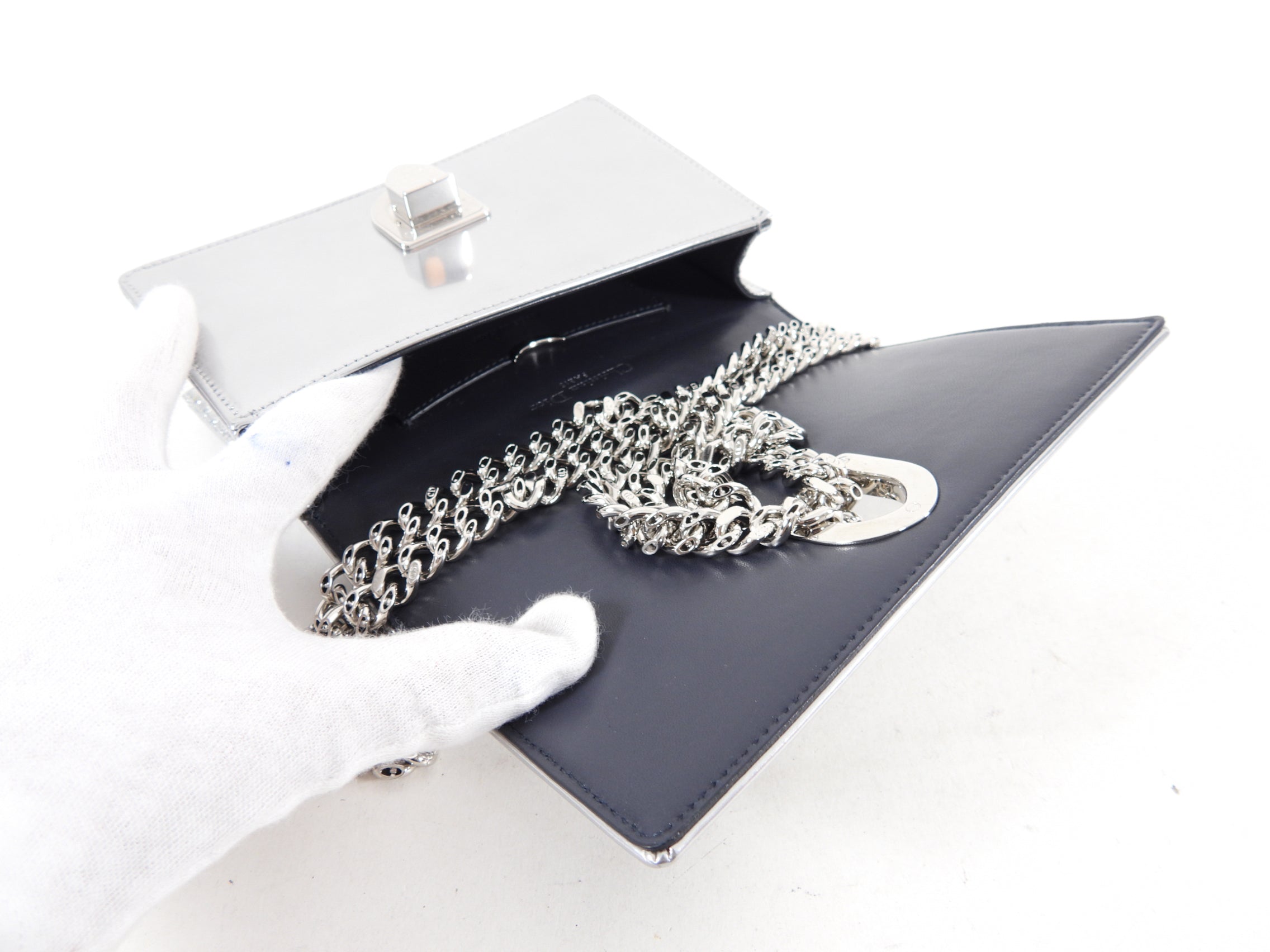 Christian Dior Silver Micro Cannage Mini Diorama Bag - Luxury Crossbody Purse for Women | Perfect for Evening Parties, Date Nights & Special Occasions