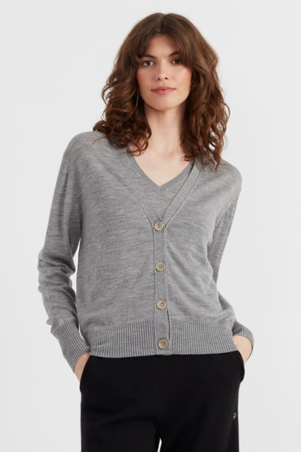 Premium Grey Pure Merino Wool Cardigan for Women - Soft & Warm Winter Sweater - Perfect for Office, Travel & Casual Outfits