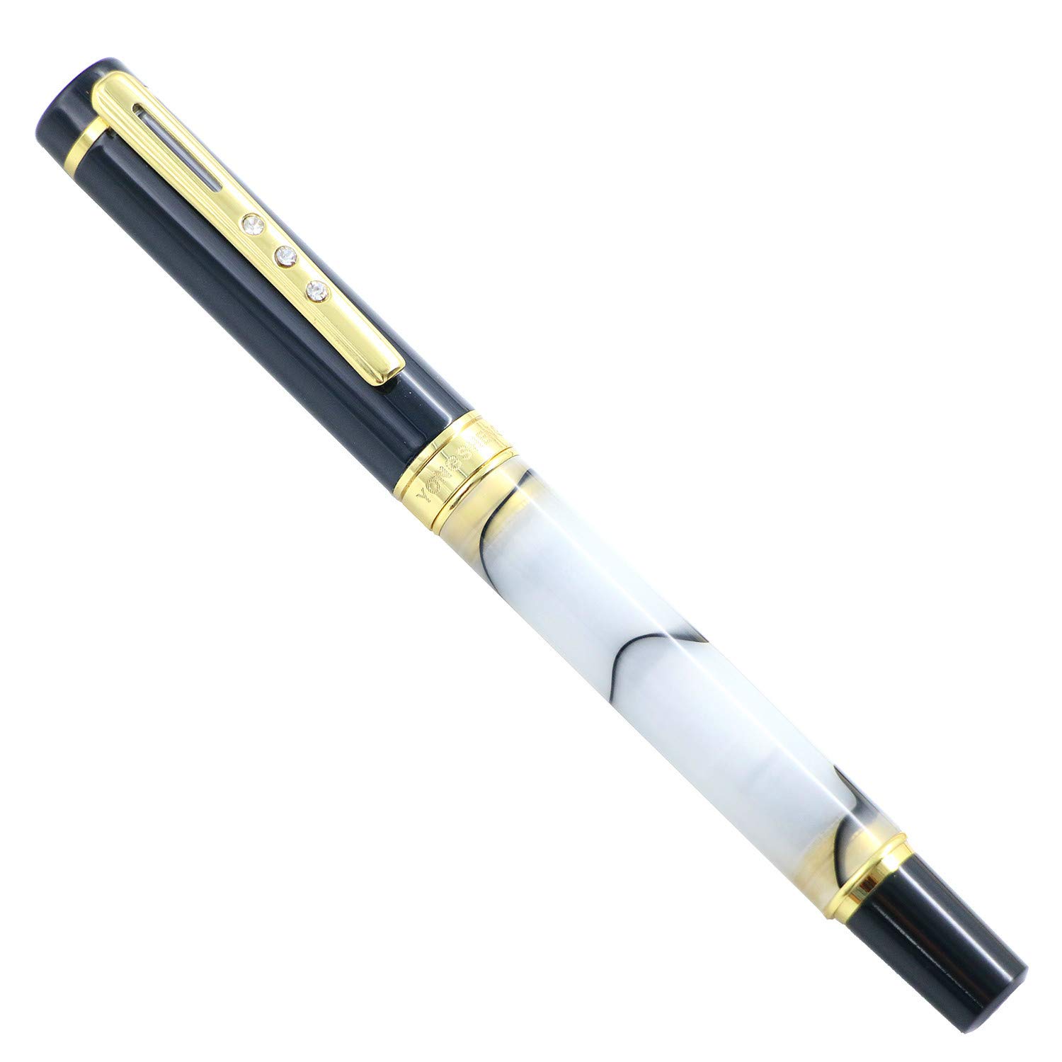 Premium ATOKISS Fountain Pen for Office & Writing - Classic White Celluloid Luxury Pen with Iridium Gold-Plated Fine Nib, Includes Gift Pouch | Perfect for Business Gifts, Journaling & Calligraphy