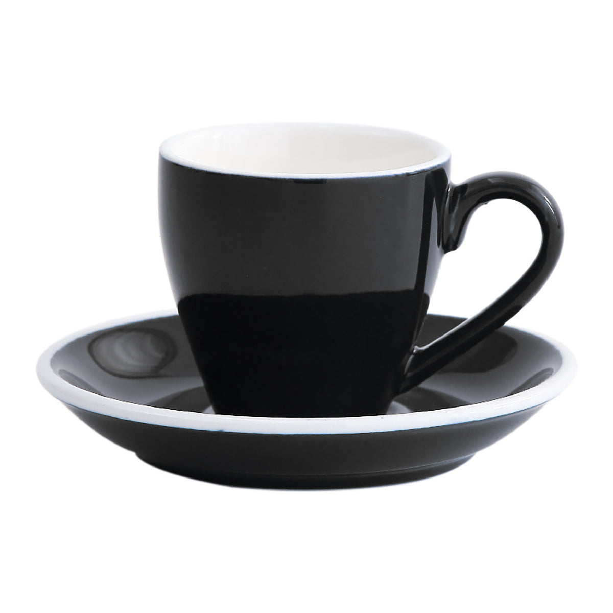 I.XXI Espresso Cup with Saucer Set - 80ml Ceramic Coffee Cups - Matte Black - Perfect for Home, Cafe & Restaurant Use
