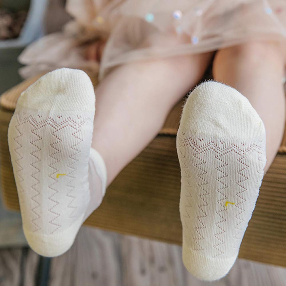 Girls No Show Ankle Socks with Bowknot - Breathable Mesh Summer Socks for Toddlers & Kids - Ultra Thin Lace Trim Socks for School, Play & Everyday Comfort