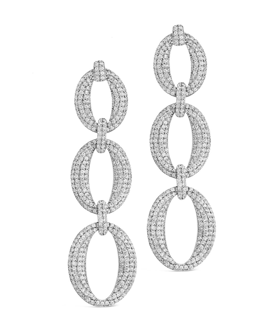Whitney CZ Chain Drop Earrings for Women - Sparkling Cubic Zirconia Dangle Earrings - Elegant Party & Wedding Jewelry Gift