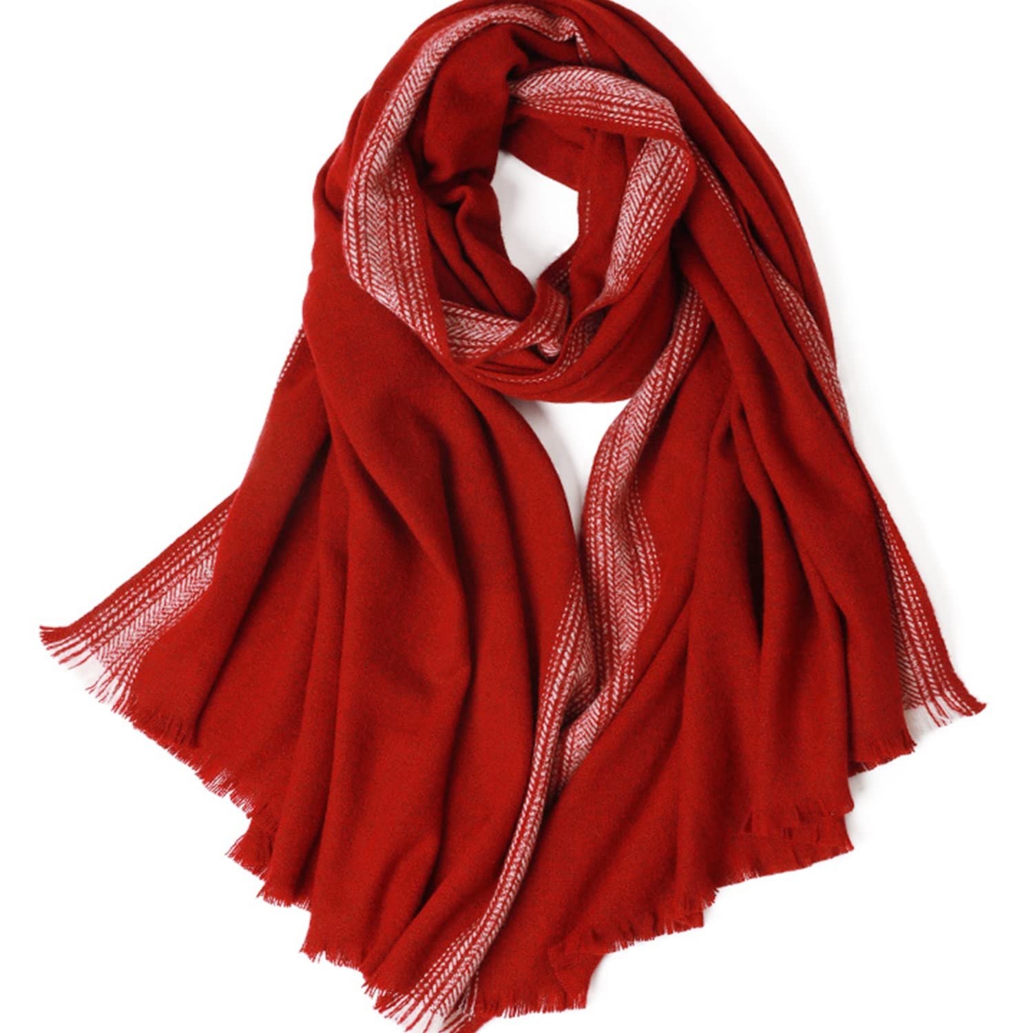 DXIN Winter Warm Scarf for Women - Soft Wool Blanket Scarf, Lightweight Oversized Solid Color Shawl - Perfect for Christmas Gifts, Outdoor Activities & Cold Weather (Red)