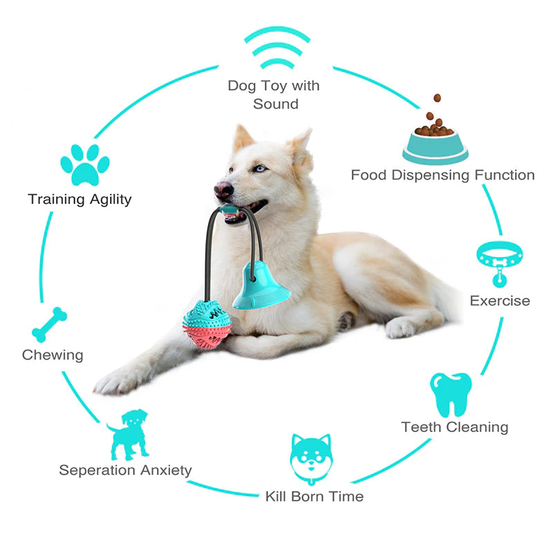 Durable Large Dog Ball Toys with Suction Cup & Ropes - Interactive Slow Feeder Chew Toy for Golden Retrievers & Big Dogs - Teeth Cleaning, Leak-Proof Design - Perfect for Outdoor Play, Training & Dental Health