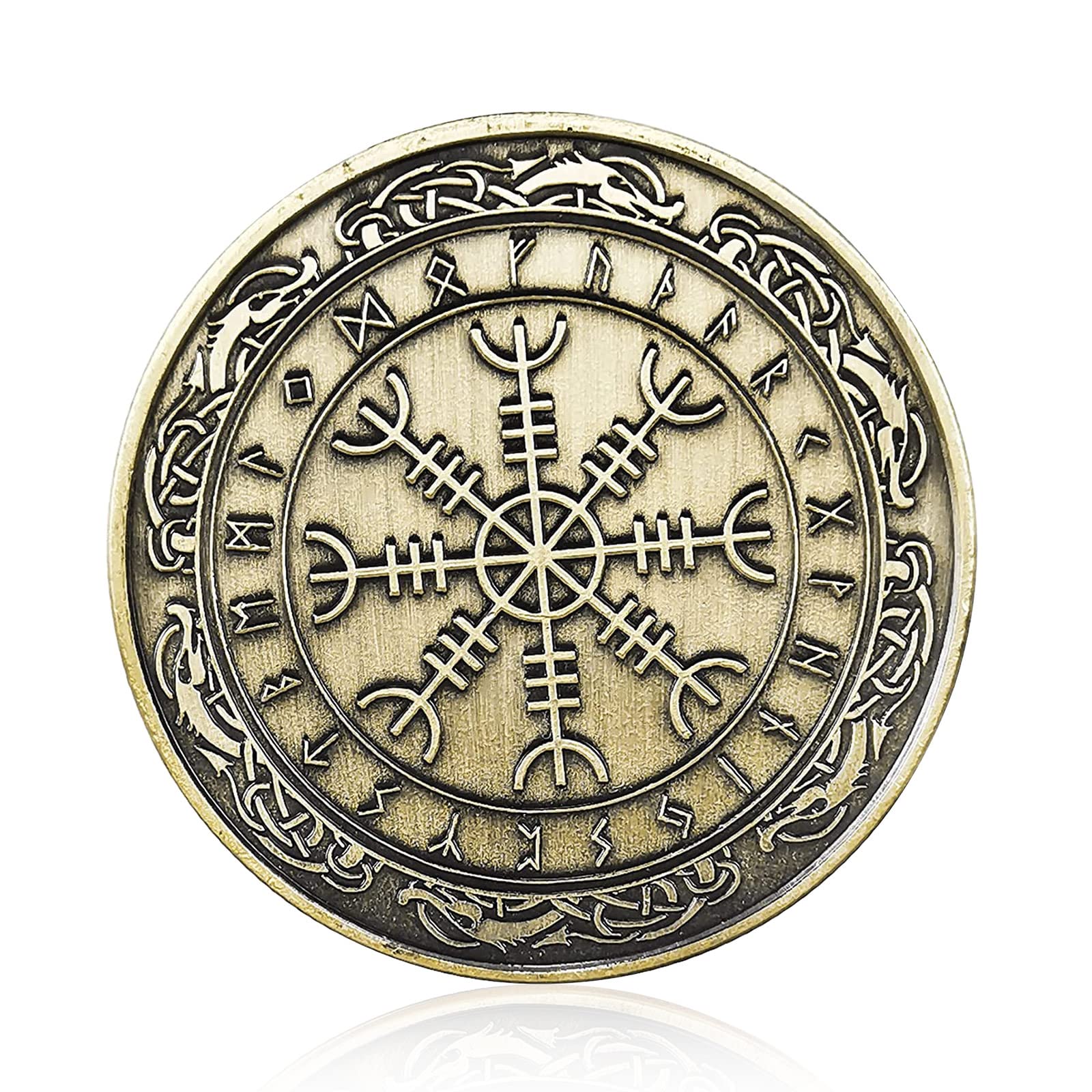 Viking Rune Coin Set of 5 - Norse Mythology Amulet Necklace - Viking Jewelry Gifts for Men & Women - Perfect for Cosplay, LARP, Historical Reenactment & Viking Enthusiasts