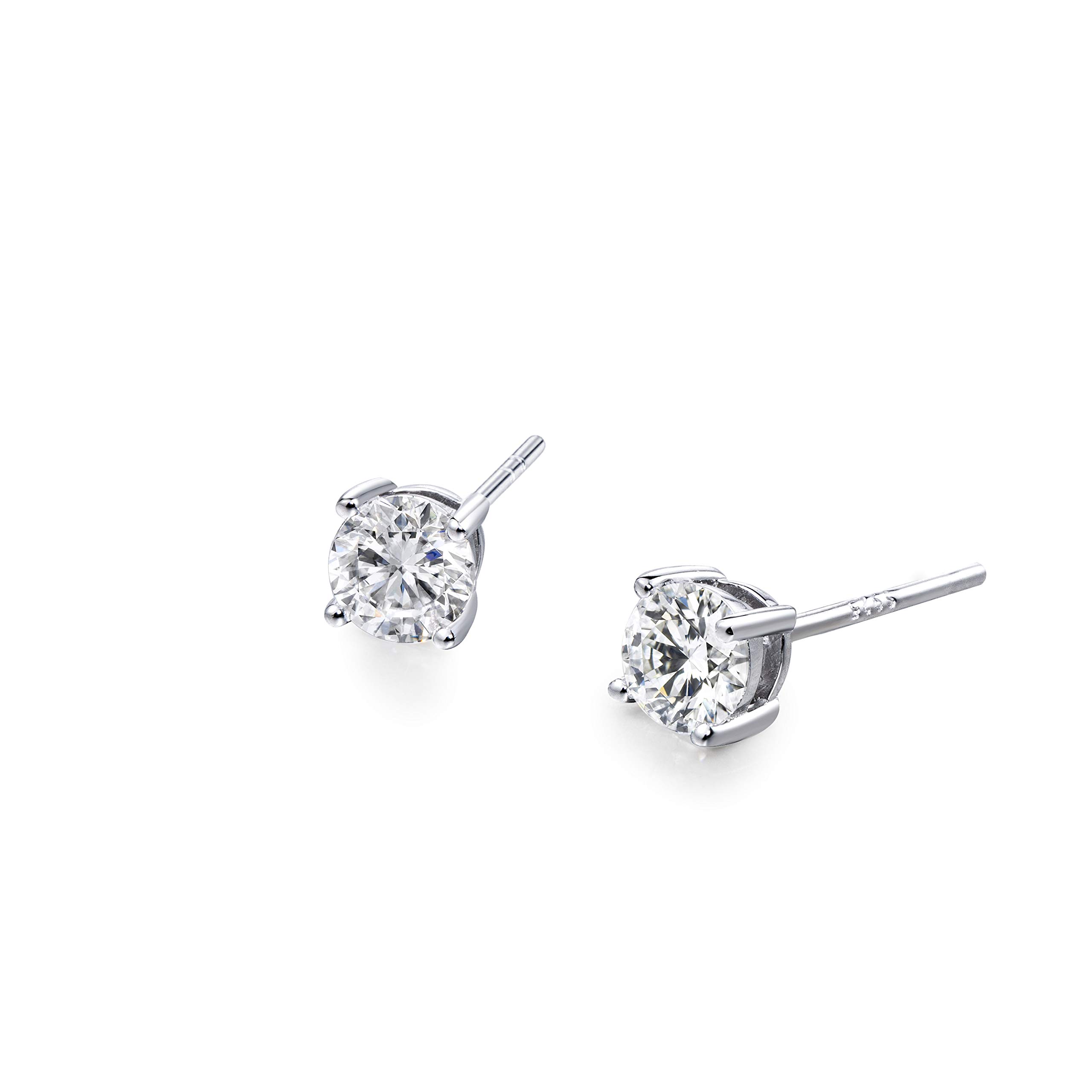 S.Leaf Cubic Zirconia Stud Earrings for Women - Hypoallergenic Sterling Silver Flat Back Earrings with Diamond-Like Sparkle | Perfect for Everyday Wear, Work, Parties & Special Occasions