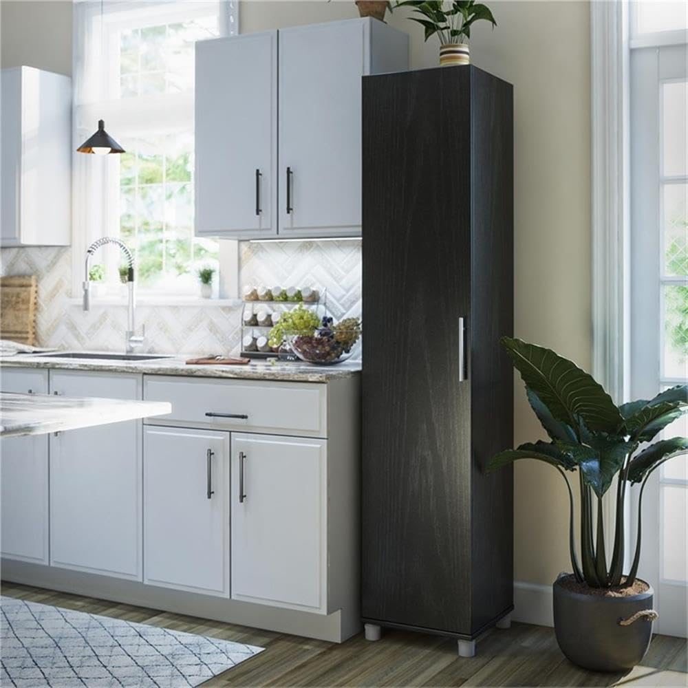 Systembuild Evolution Camberly 16-Inch Utility Storage Cabinet in Black Oak - Perfect for Garage, Office, and Home Organization