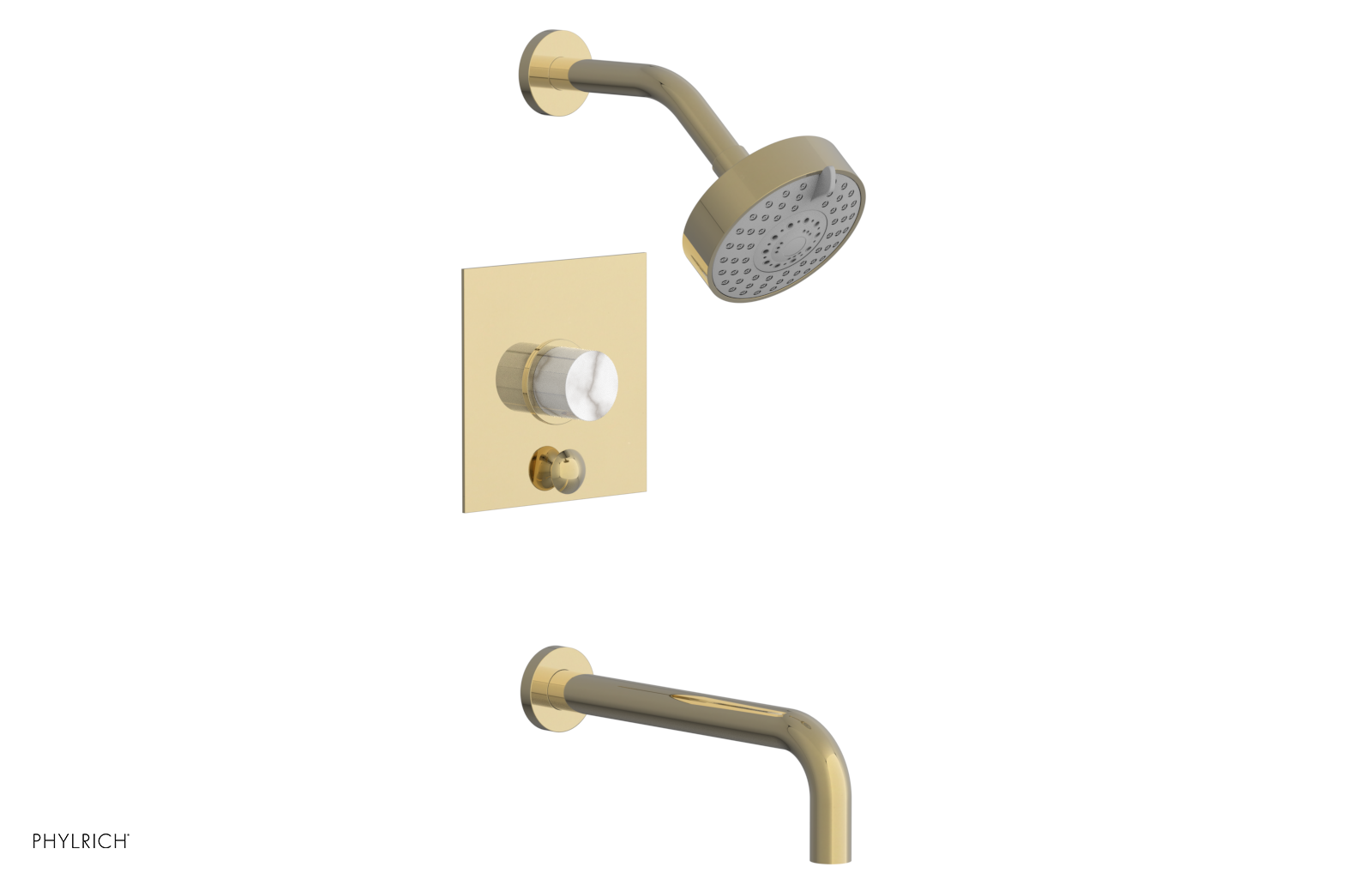 BASIC II 10 Pressure Balance Tub and Shower Set - White Marble Finish, 230S 28 10 - Perfect for Modern Bathroom Renovations & Spa-Like Shower Experience
