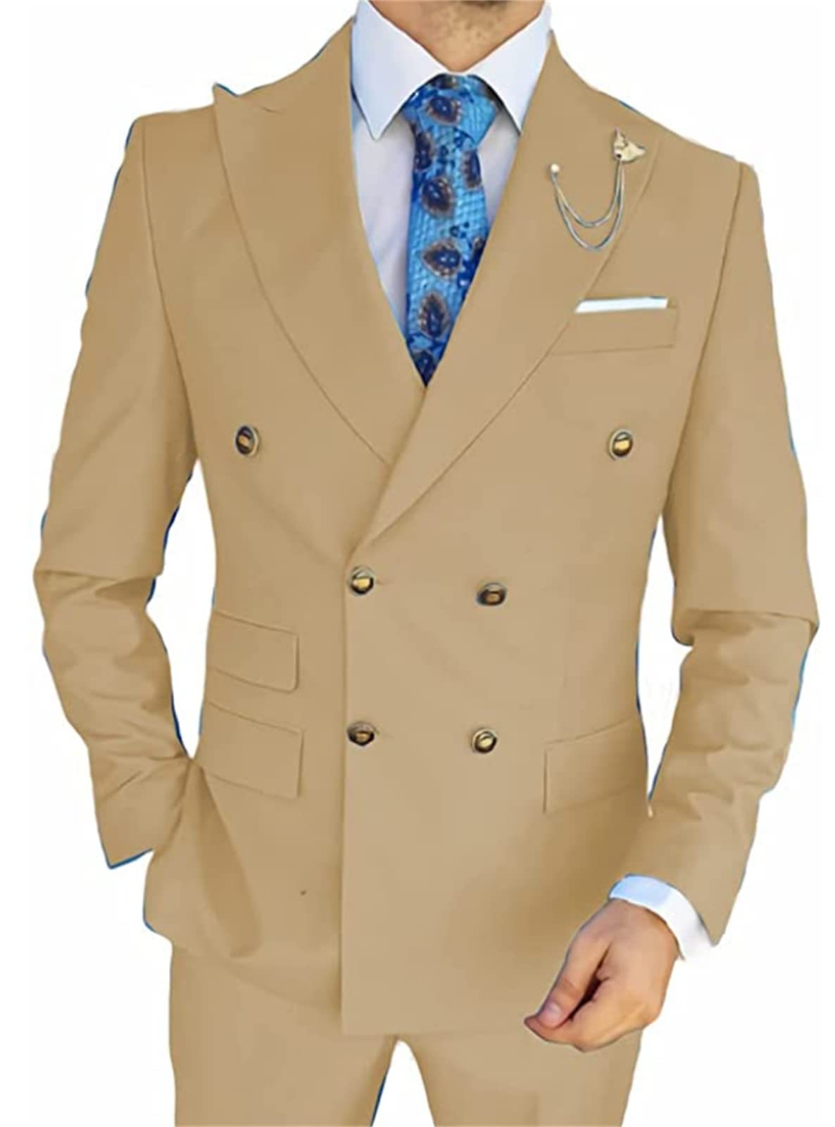 Peak Lapel Men's Wedding Suit Set (Jacket & Pants) - Slim Fit Business Tuxedo for Groom, Office & Formal Events | Perfect for Weddings, Proms and Business Meetings