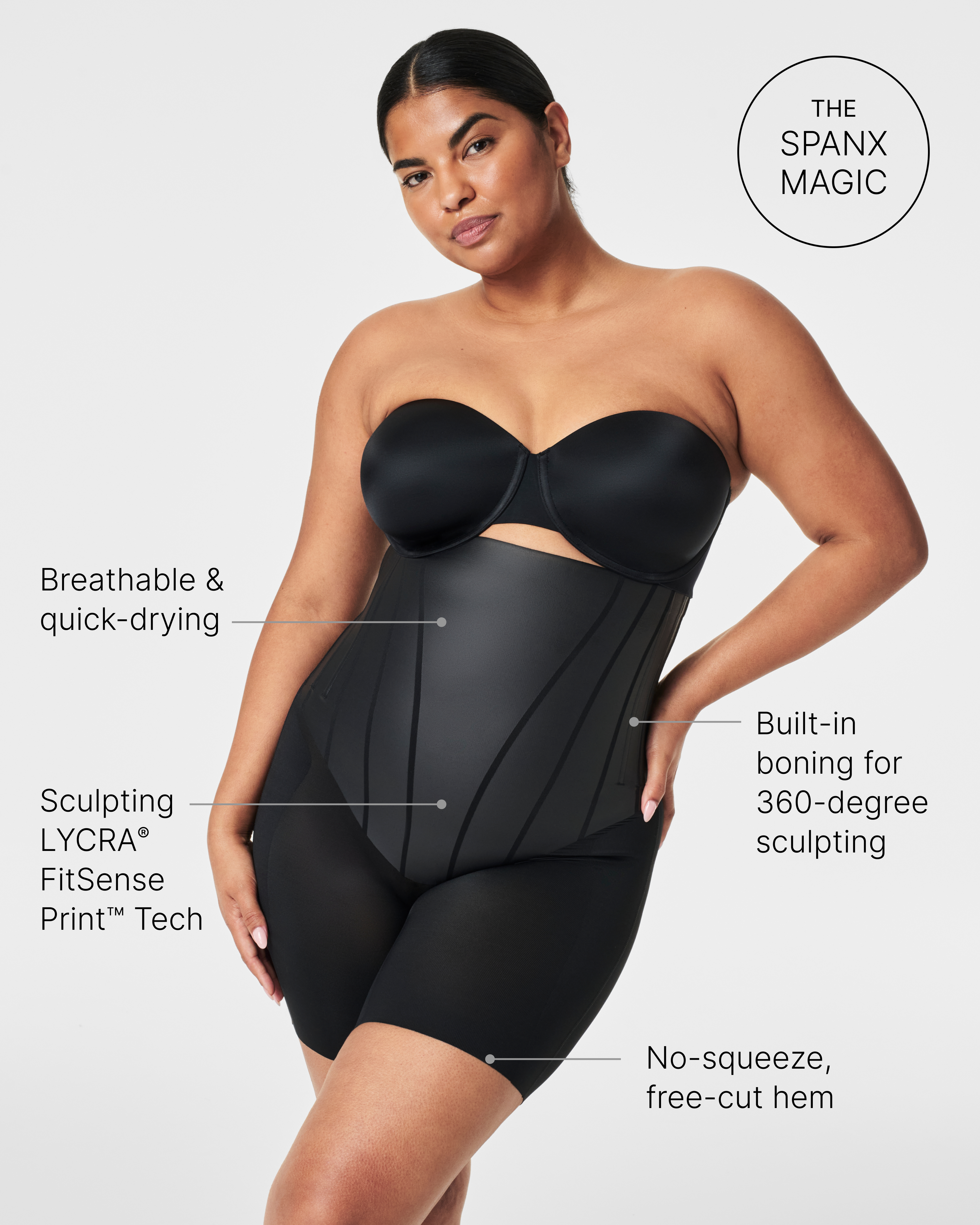 SPANX SuperSculpt™ TotalContour High Waisted Mid Thigh Shaping Shorts for Women - Tummy Control & Body Shaping - Perfect for Dresses, Skirts & Everyday Wear